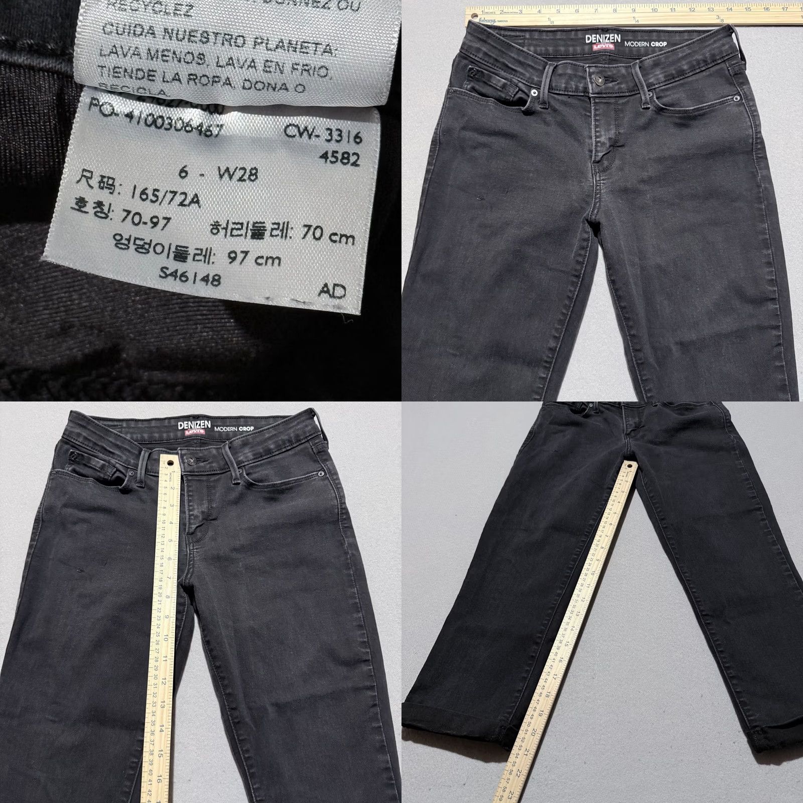 Denizen DENIZEN by Levi's Jeans Women's Black Denim Low-Rise Cropped Cuffed - 6 Size 28" / US 6 / IT 42 - 8 Thumbnail