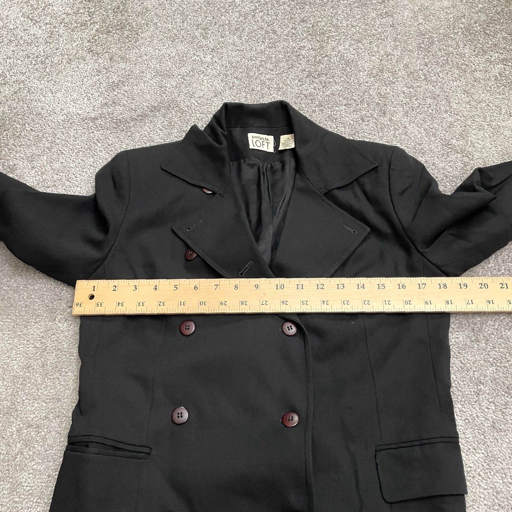 Ann Taylor Ann Taylor Loft Blazer Jacket Women 2 Black Double Breasted Padded Shoulder Wool Size XS / US 0-2 / IT 36-38 - 5 Thumbnail