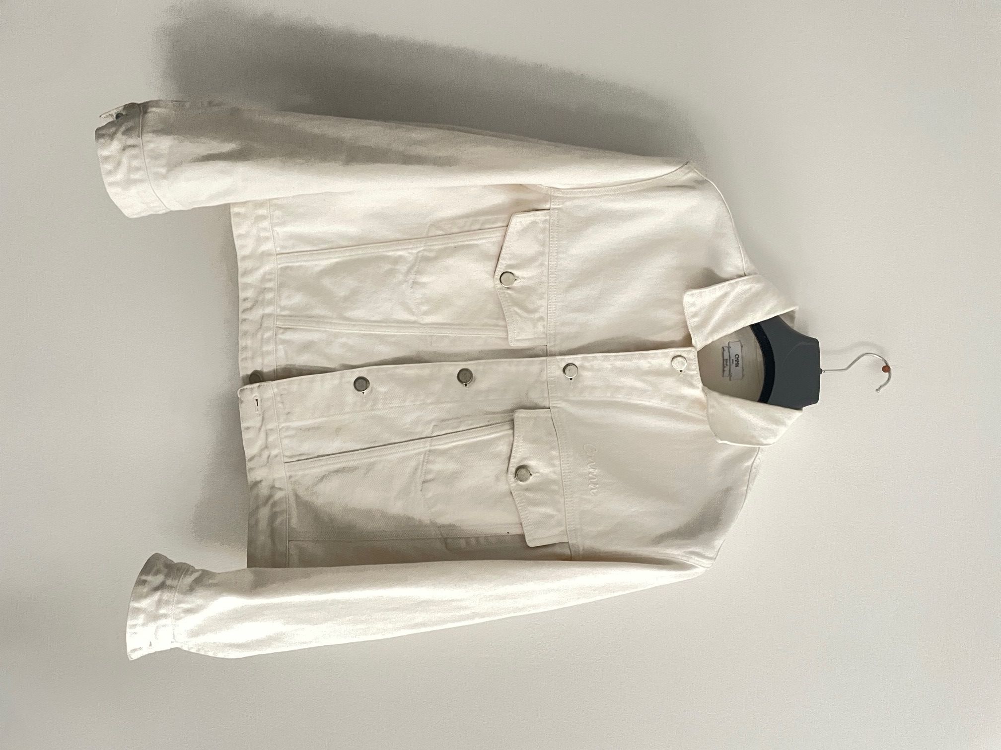 image of Cmmn Swdn Boris Off White Boxy Cut Denim Jacket 46 S, Men's (Size Small)