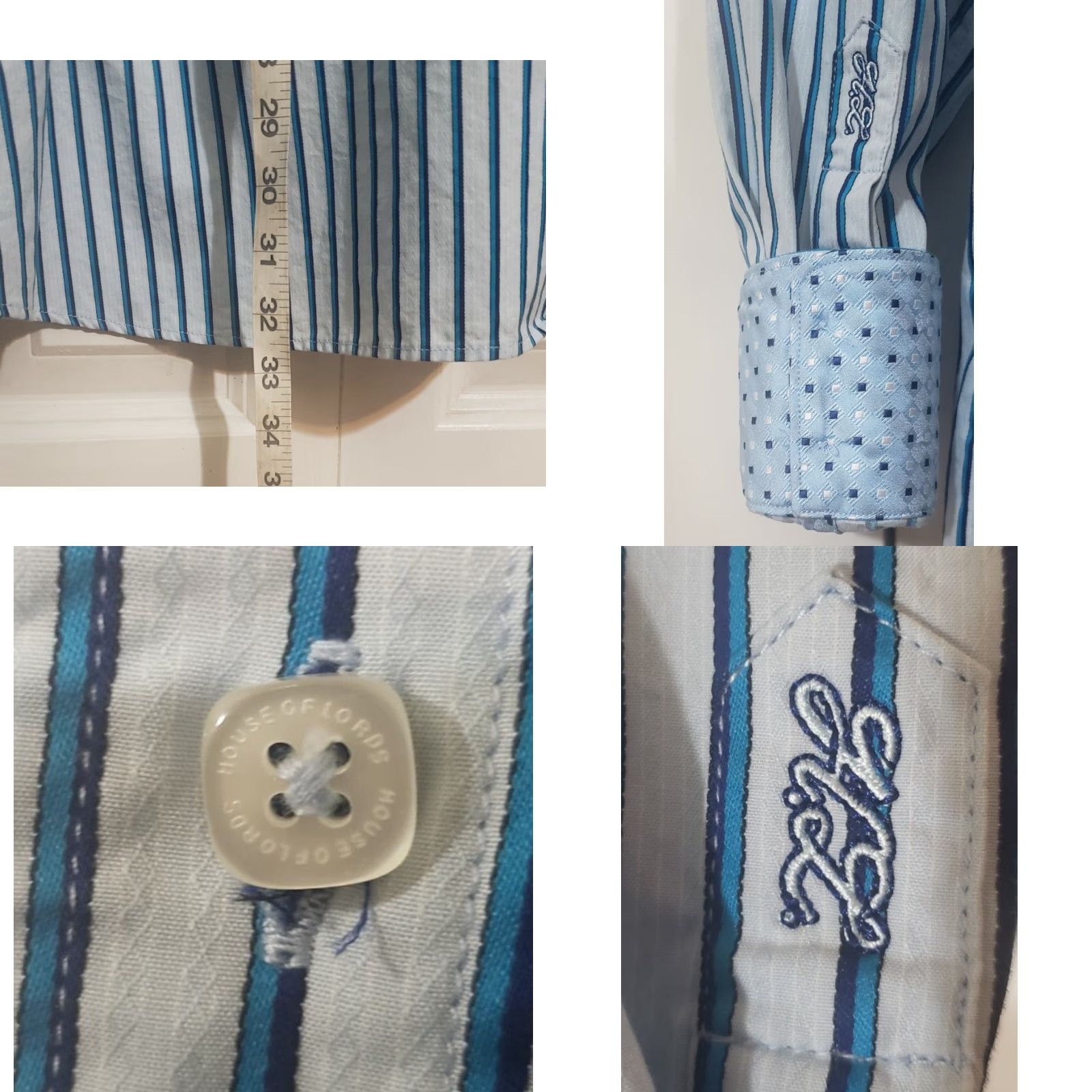 Vintage Mens House of Lords Striped Casual Shirt White Blue Premium Cotton XXL Button-Up Shirt Mens Size US XXL / EU 58 / 5 - 8 Thumbnail