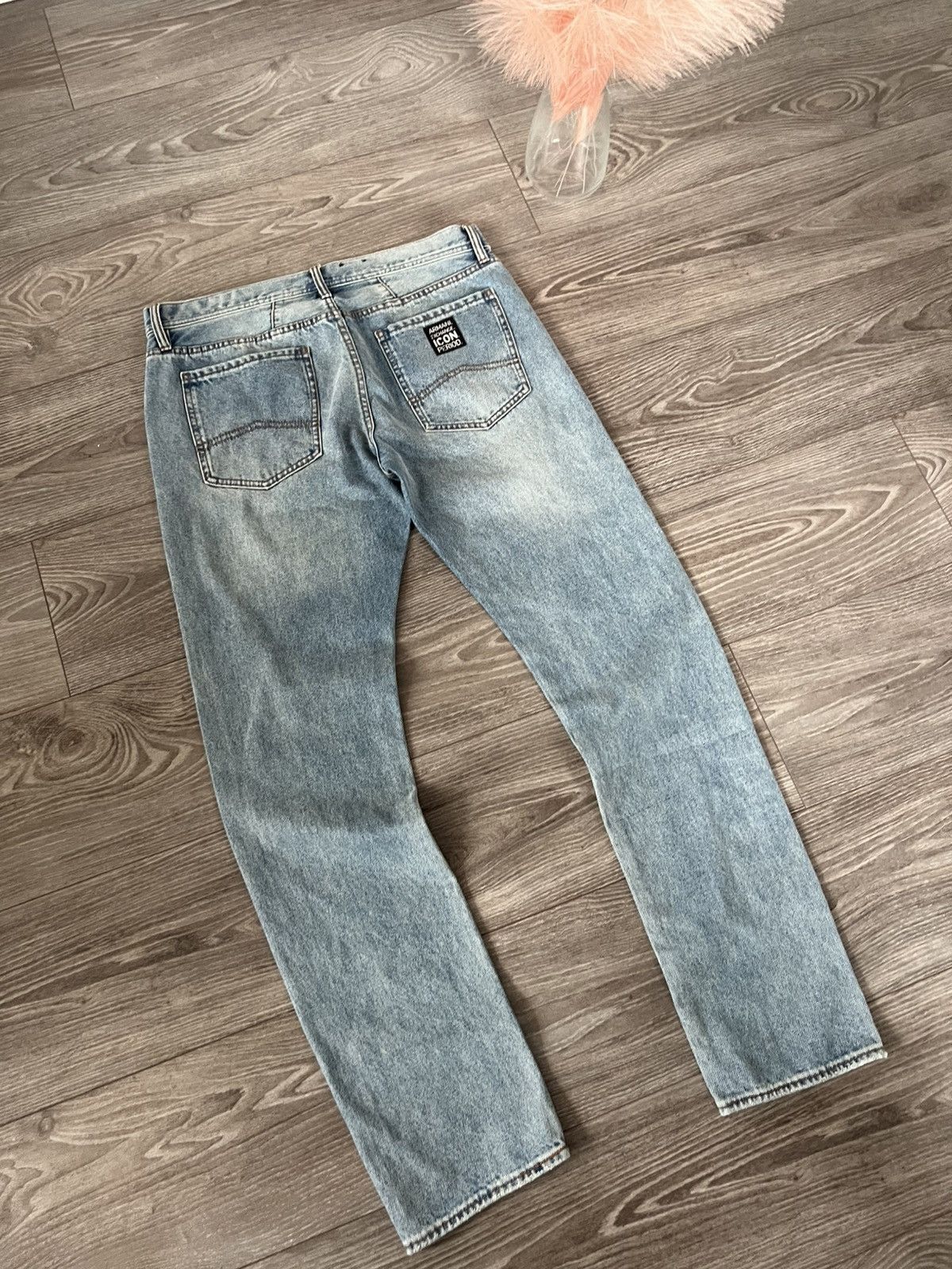 Armani Exchange × Designer ‼️Armani Excange J13 Icon Period Box Logo Denim Jeans‼️ Size US 33 - 6 Thumbnail