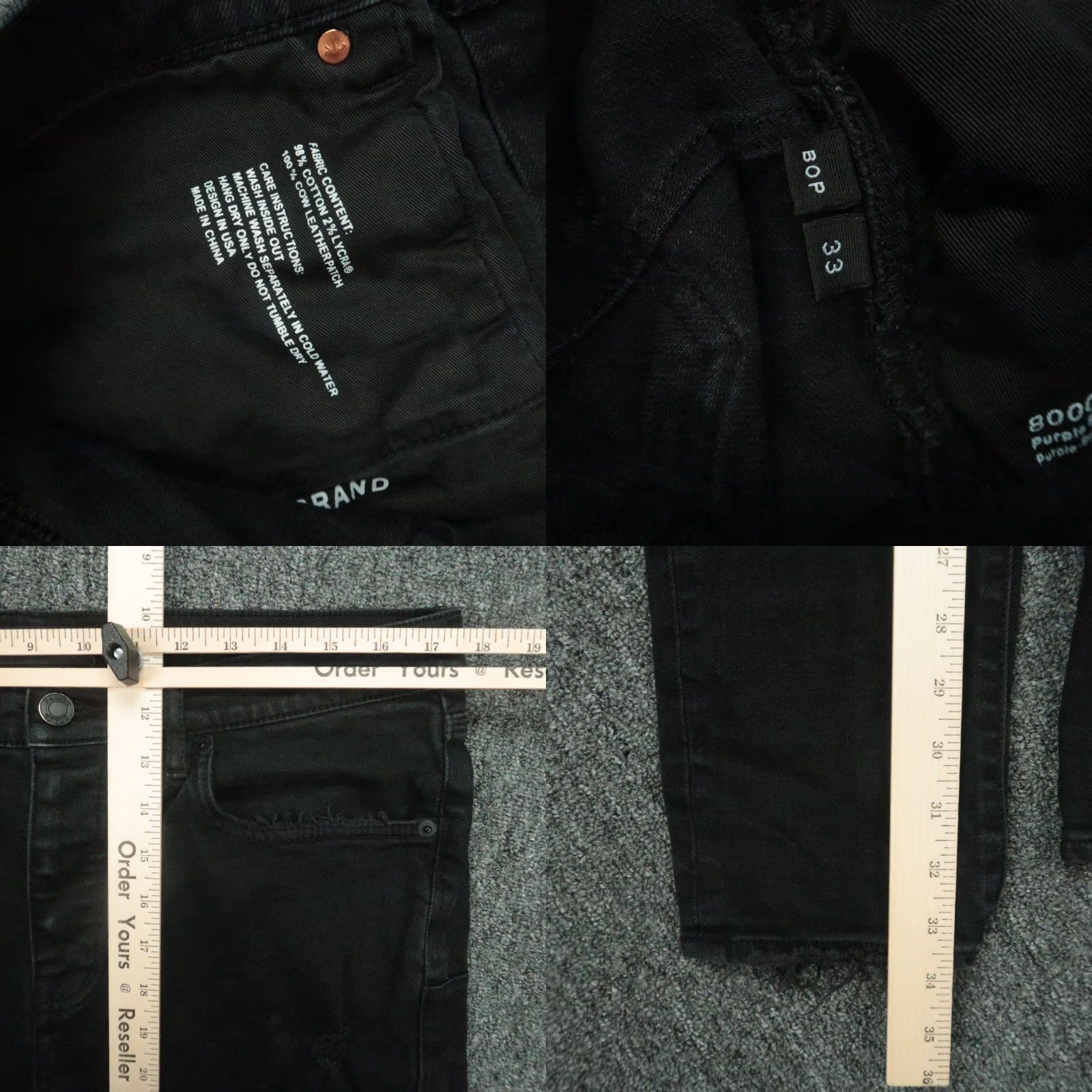 J Brand Purple Brand Jeans Mens 33x34 Black 5-Pocket Distressed Slim Straight Denim Cotton Belt Loops Vintage No Size US 33 - 8 Thumbnail