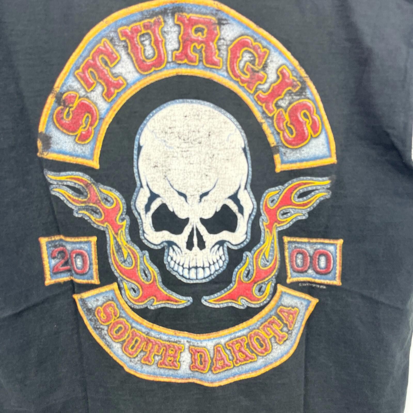 Other Vintage 2000 Sturgis Faded Biker Skull Flames T Shirt Large Size US L / EU 52-54 / 3 - 3 Thumbnail