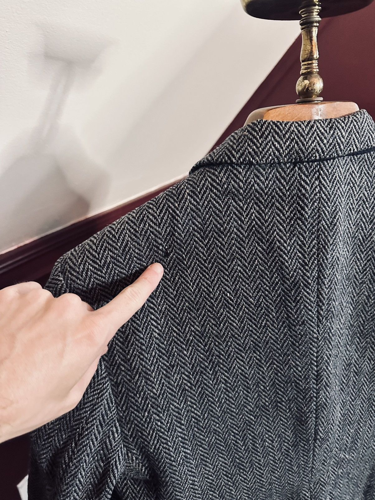 Harris Tweed Vintage gray herringbone Harrods wool jacket tweed Size 38R - 9 Thumbnail