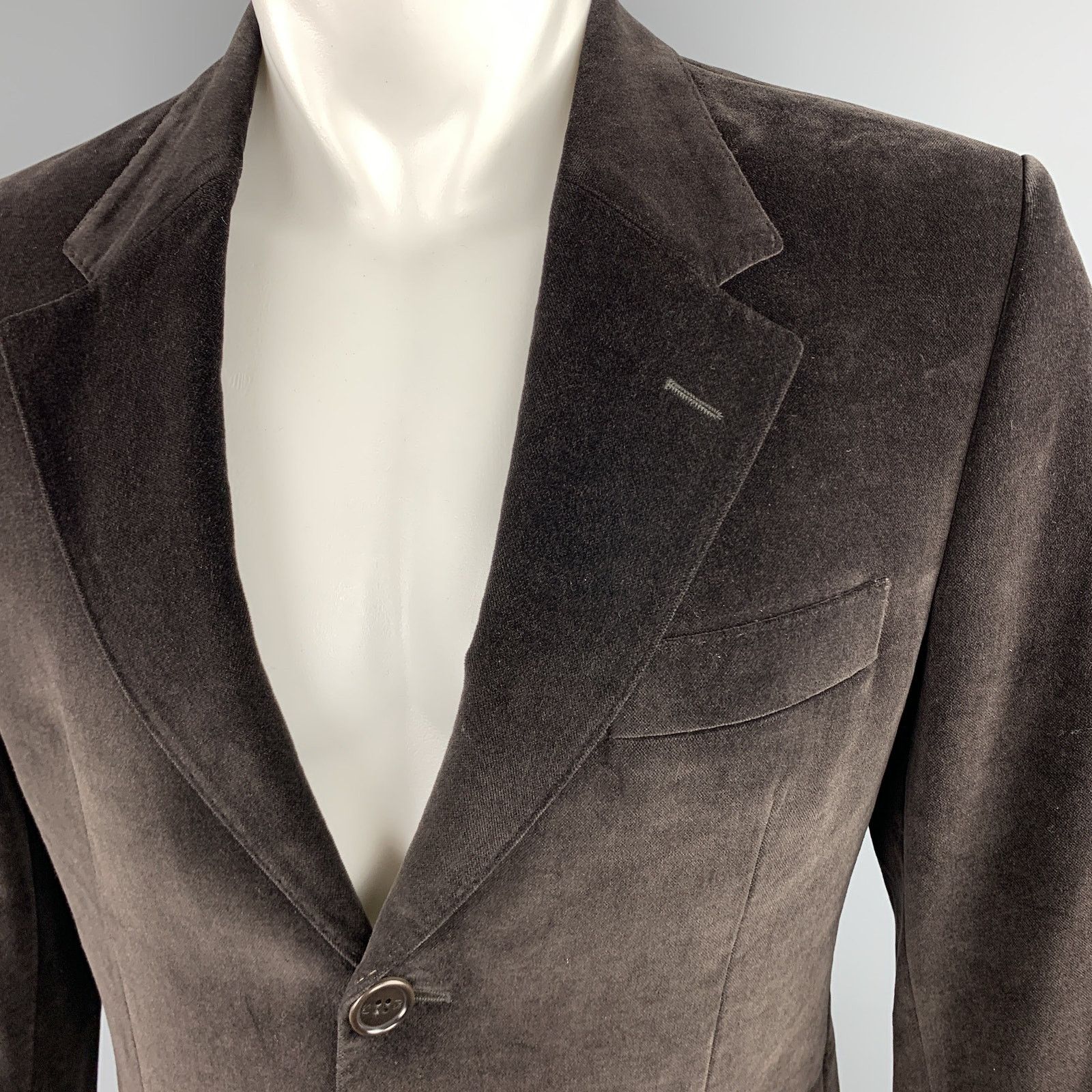Paul Smith Size 38 Brown Cotton Velvet Notch Lapel Sport Coat Size 38R - 2 Thumbnail
