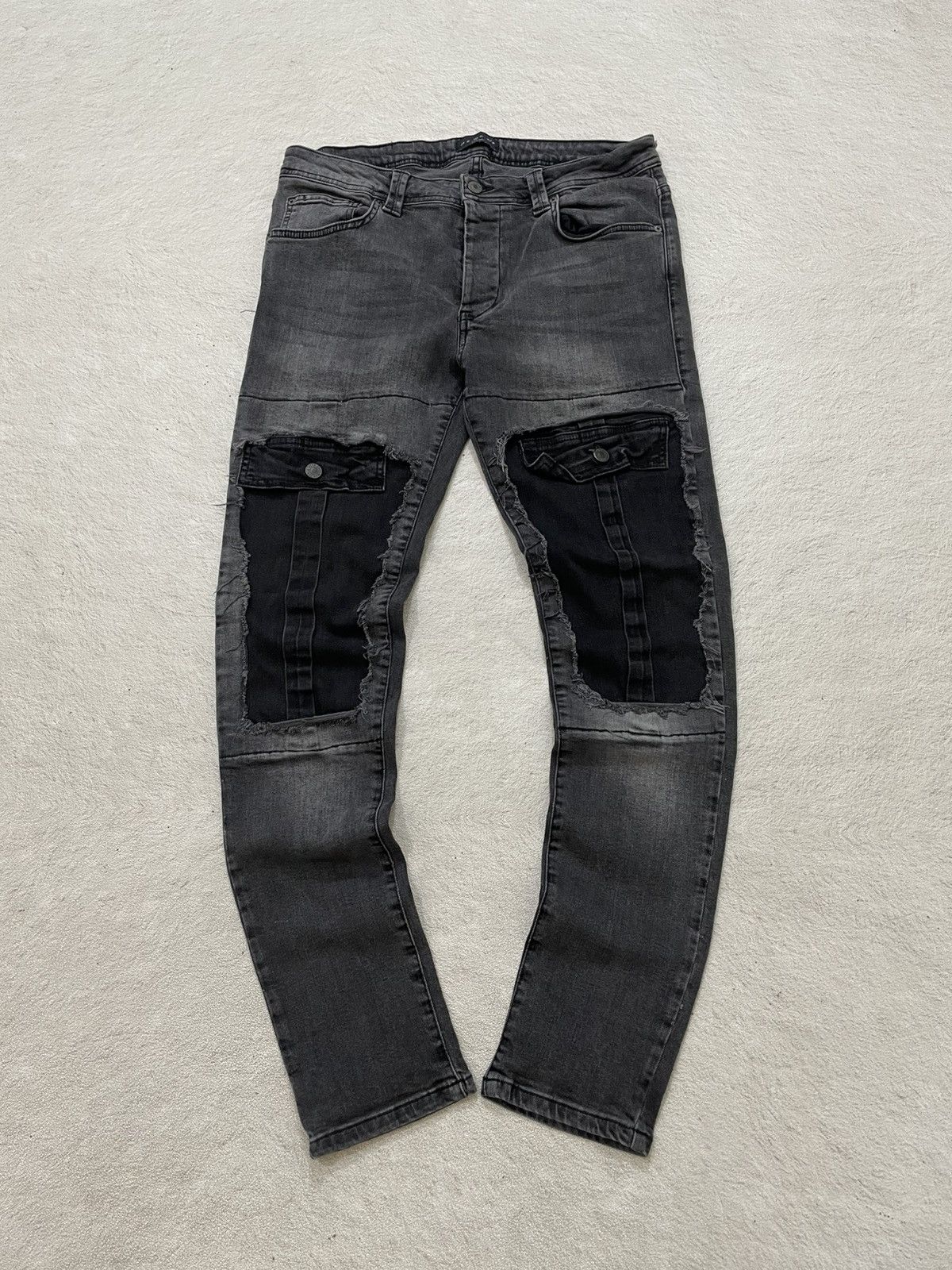 Japanese Brand 00s Amiri Denim Distressed raw edge knee panels Balmain Y2K Size US 32 / EU 48 - 1 Thumbnail