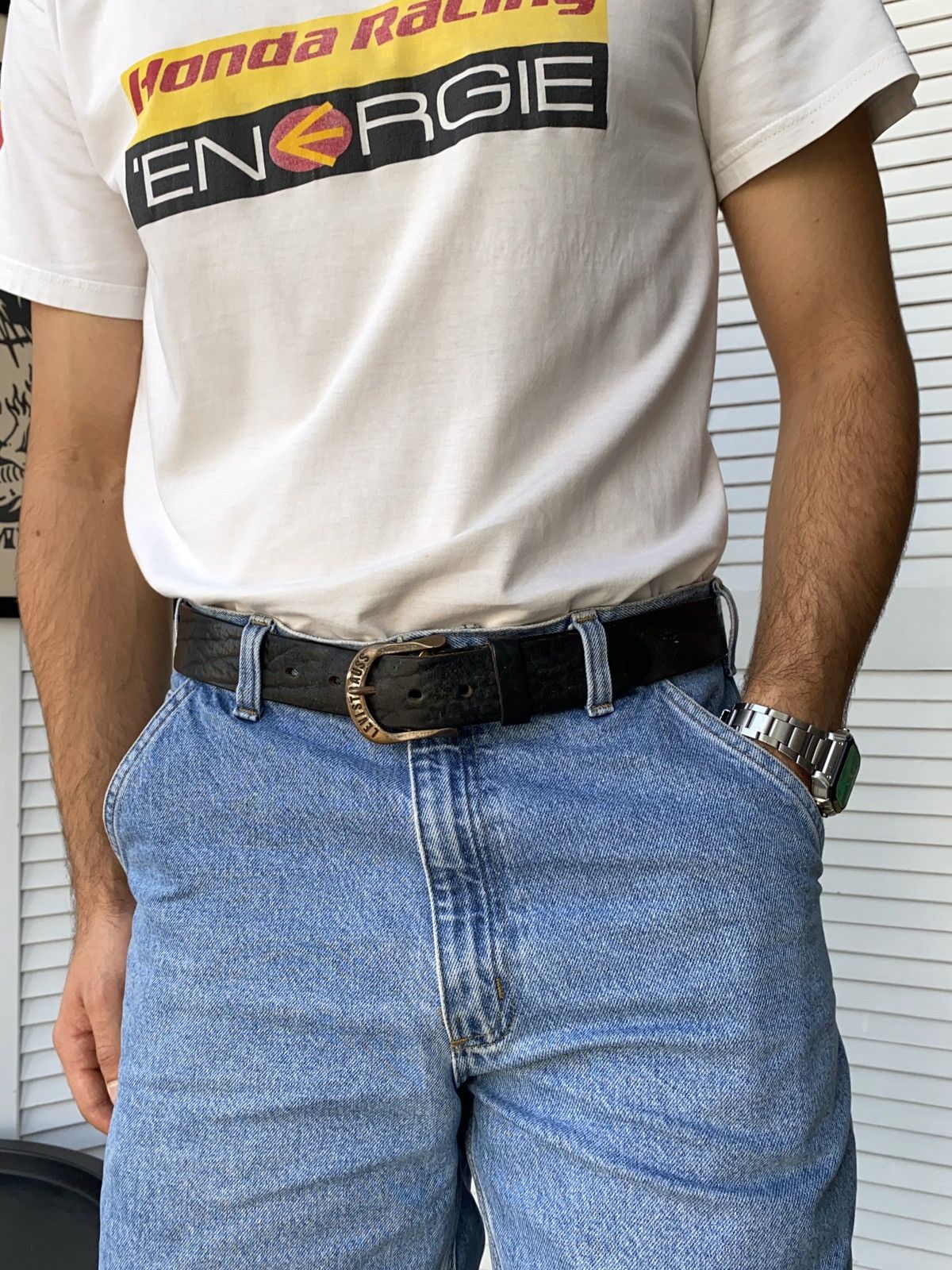 Levi's Vintage Levi’s Distressed Silver Buckle Logo Belts Leather Size ONE SIZE - 5 Thumbnail