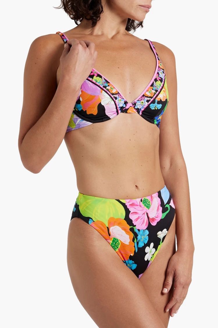 CAMILLA CAMILLA Crystal-embellished floral mid-rise bikini brief Size 27" / US 4 / IT 40 - 2 Thumbnail