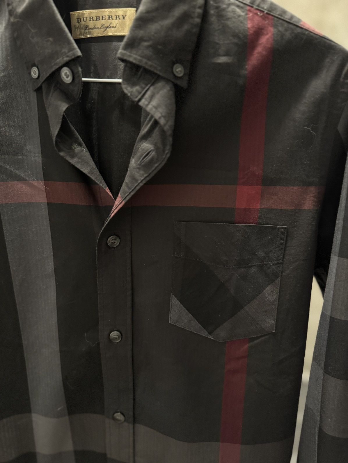 Burberry Burberry Brit Charcoal Grey Giant Check Cotton Button Down Size US XS / EU 42 / 0 - 1 Thumbnail