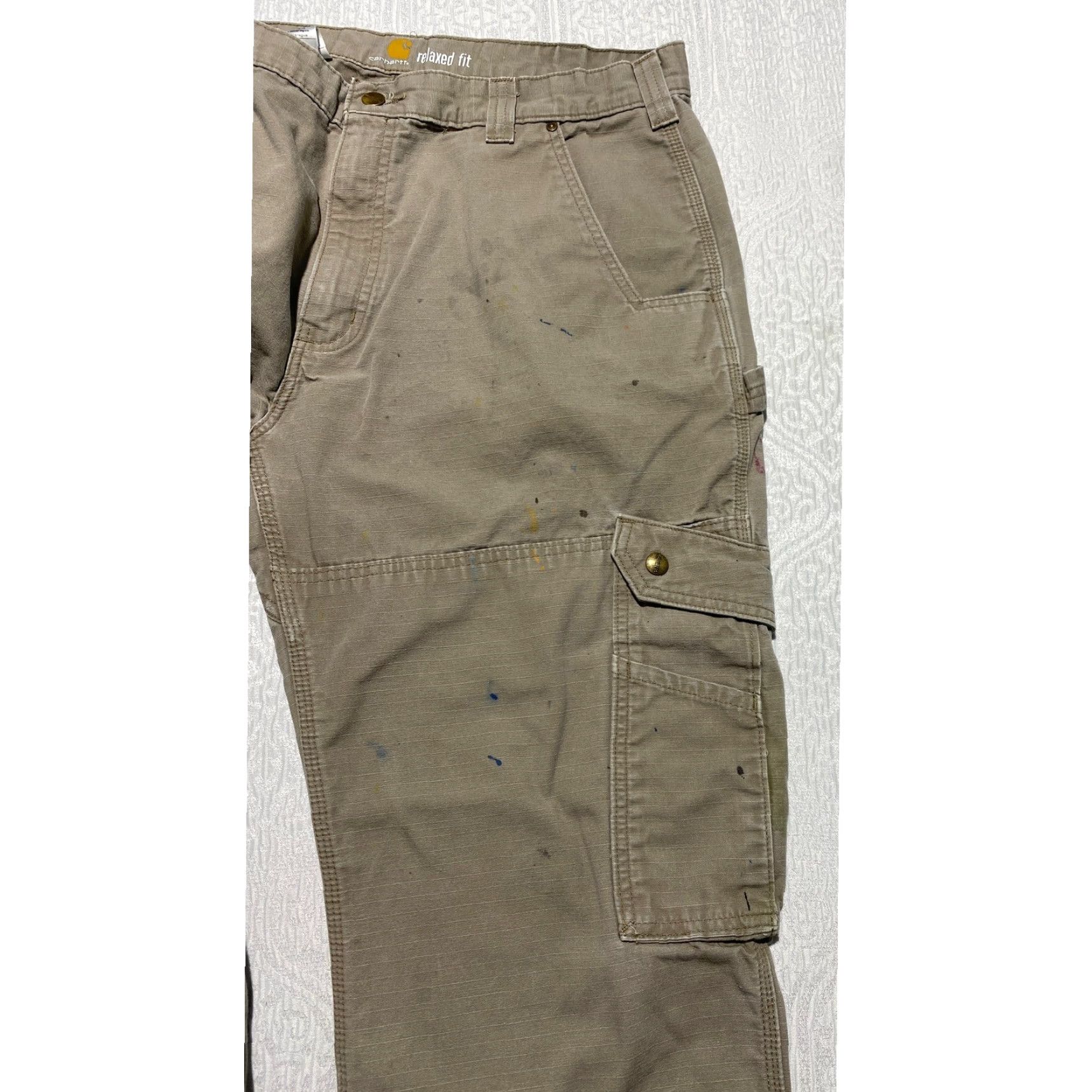 Carhartt VINTAGE Carhartt B342 Double Knee Relaxed Fit Ripstop Cargo Work Pants Tan Mens 38x34 Size US 38 / EU 54 - 3 Thumbnail