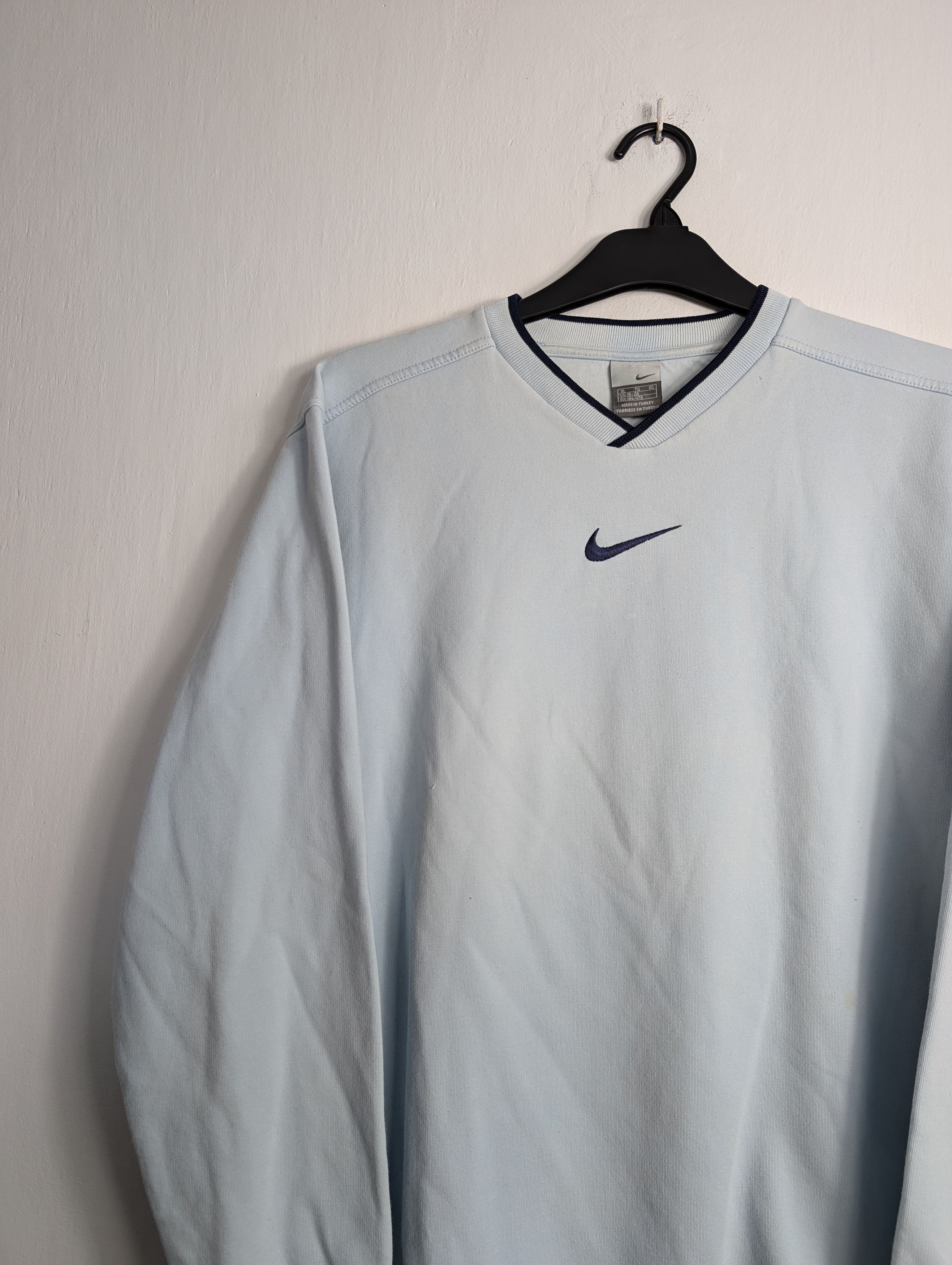 Nike Nike Vintage Center Swoosh V-Neck Baby Blue Boxy Y2K Retro Size US S / EU 44-46 / 1 - 2 Thumbnail