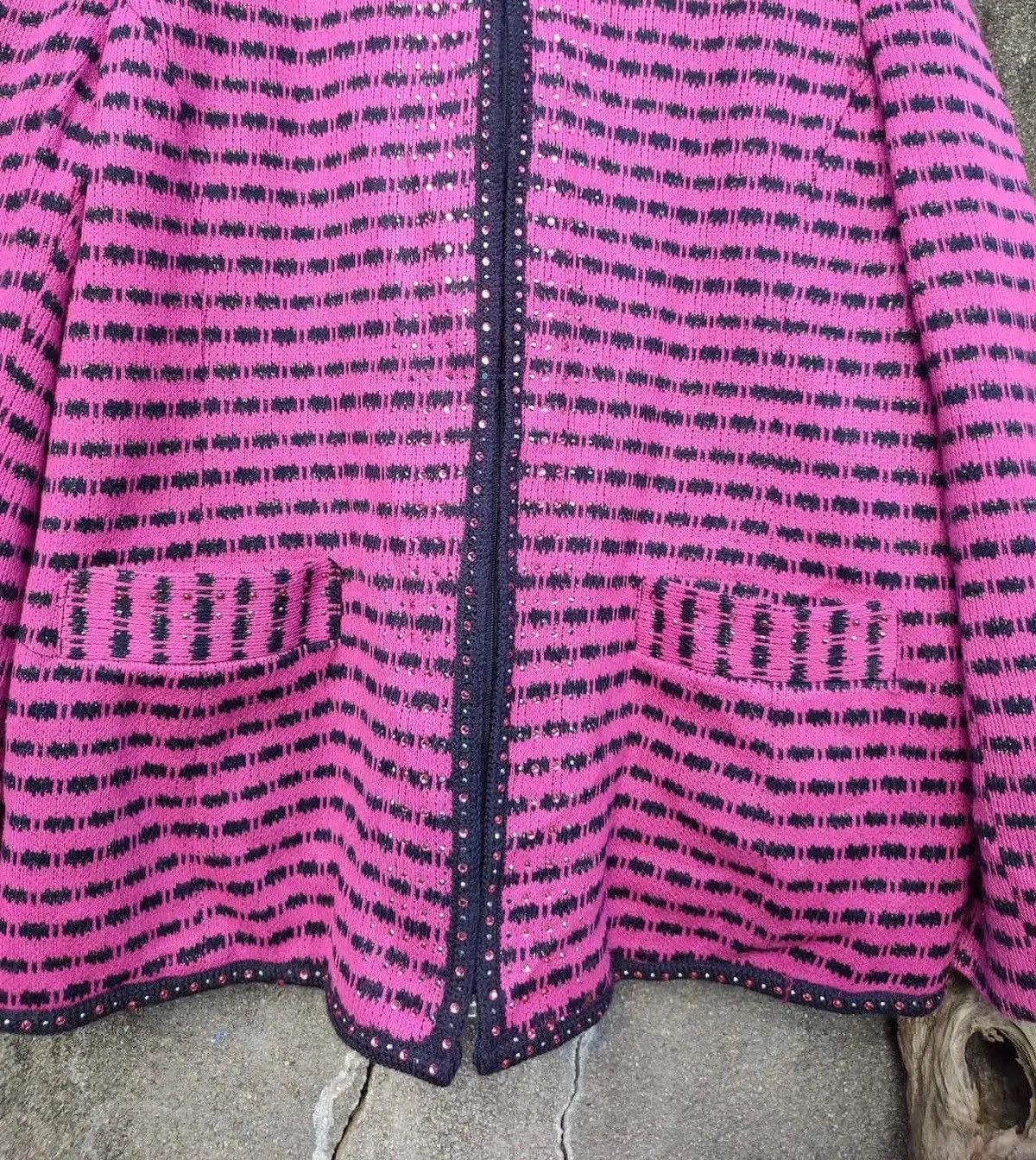 Vintage Shalom Made in Italy Vintage Knit Jacket Pink Black Pattern Size M / US 6-8 / IT 42-44 - 5 Thumbnail