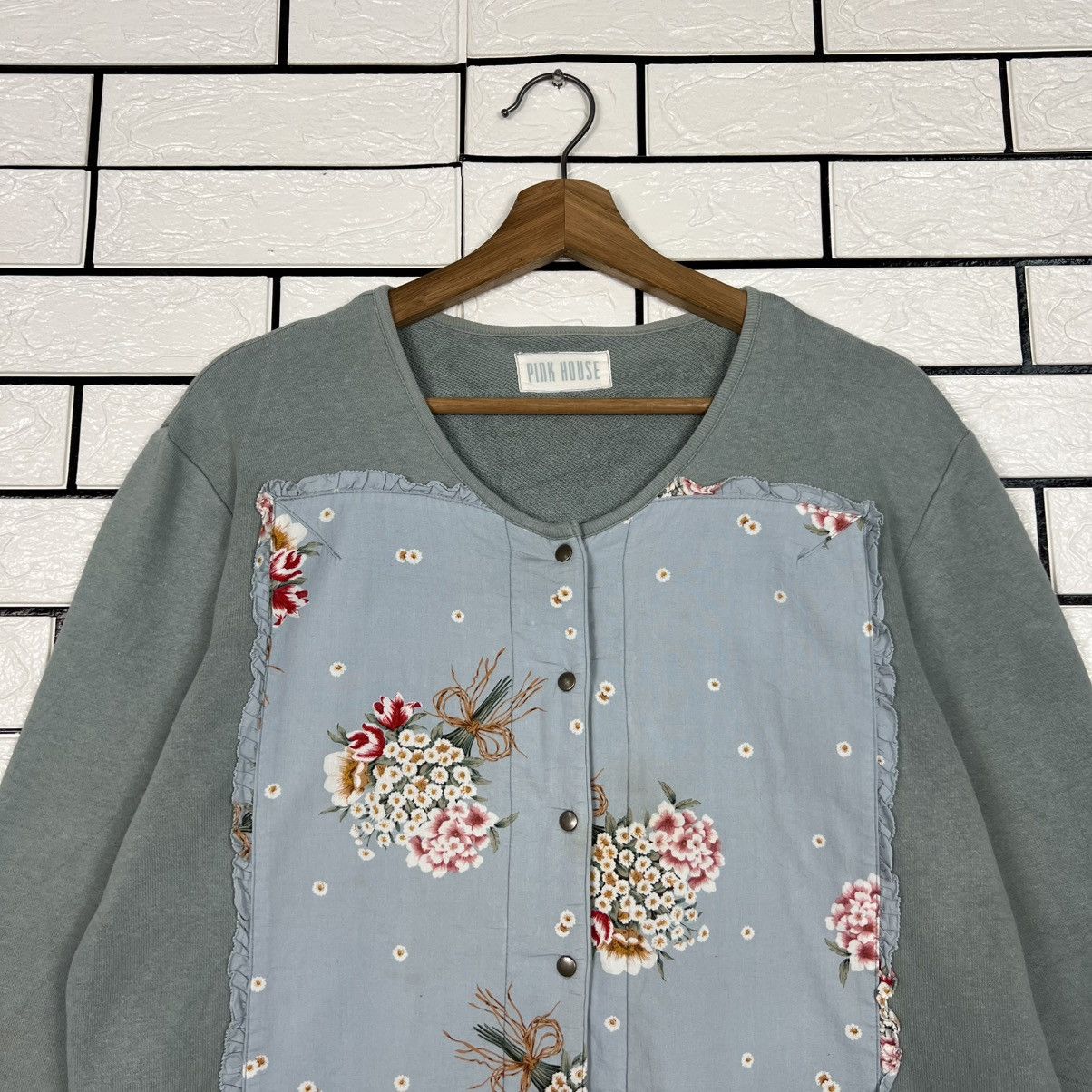 Pink House PINK HOUSE Big Logo Floral Snap Button Jacket #4090-C186 Size L / US 10 / IT 46 - 2 Thumbnail