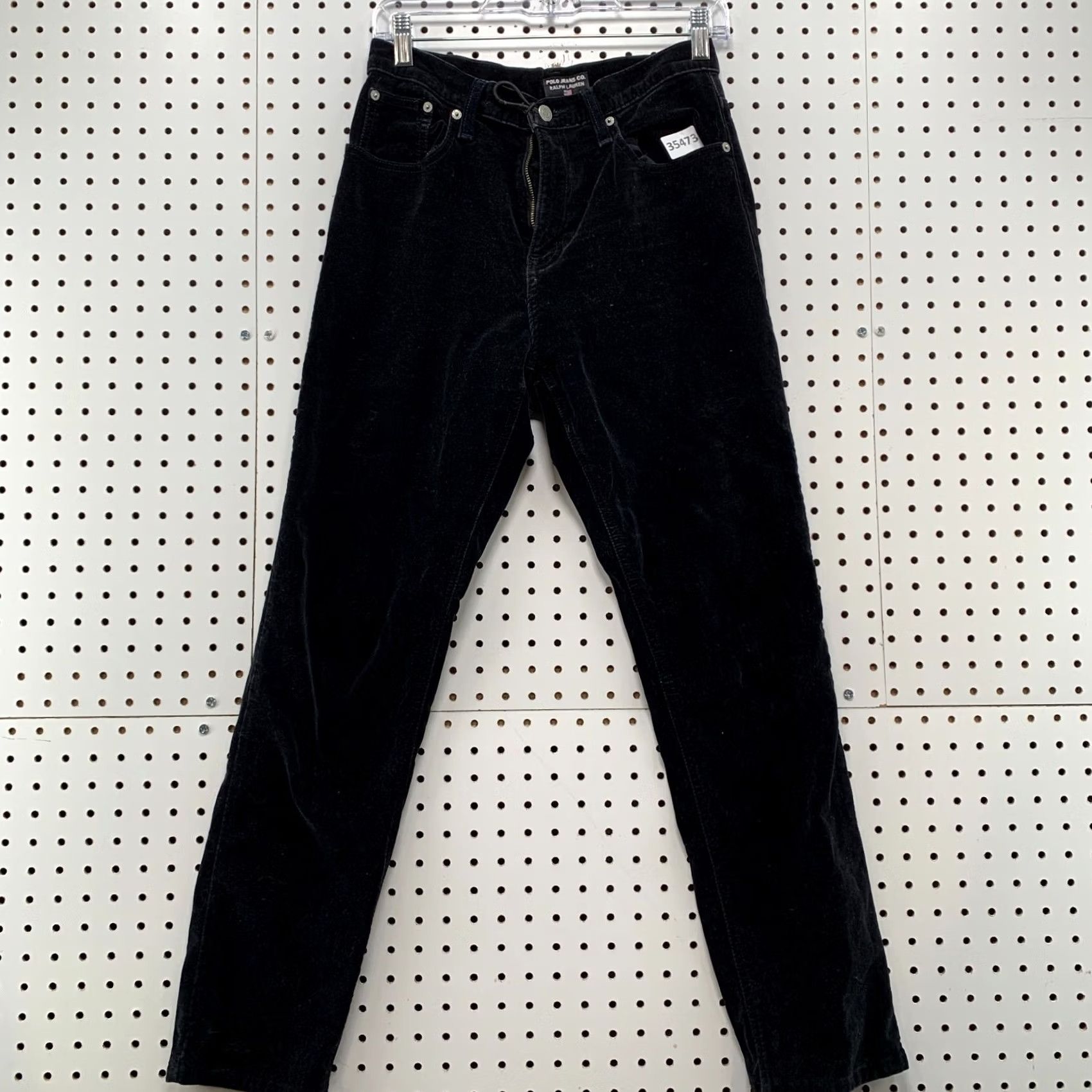 Polo Ralph Lauren VINTAGE Polo Jeans Ralph Lauren Velvet Pants Womens 8 Black Velour Relaxed Inseam 29 26x29 Chino Skinny Front Flat Front Size 30" / US 8 / IT 44 - 2 Thumbnail