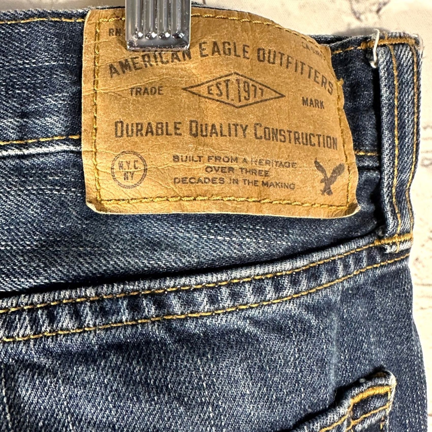 American Eagle Outfitters American Eagle Outfitters Jeans Mens 36x32 Blue Dark Wash Distressed Straight Denim Size US 36 / EU 52 - 4 Thumbnail