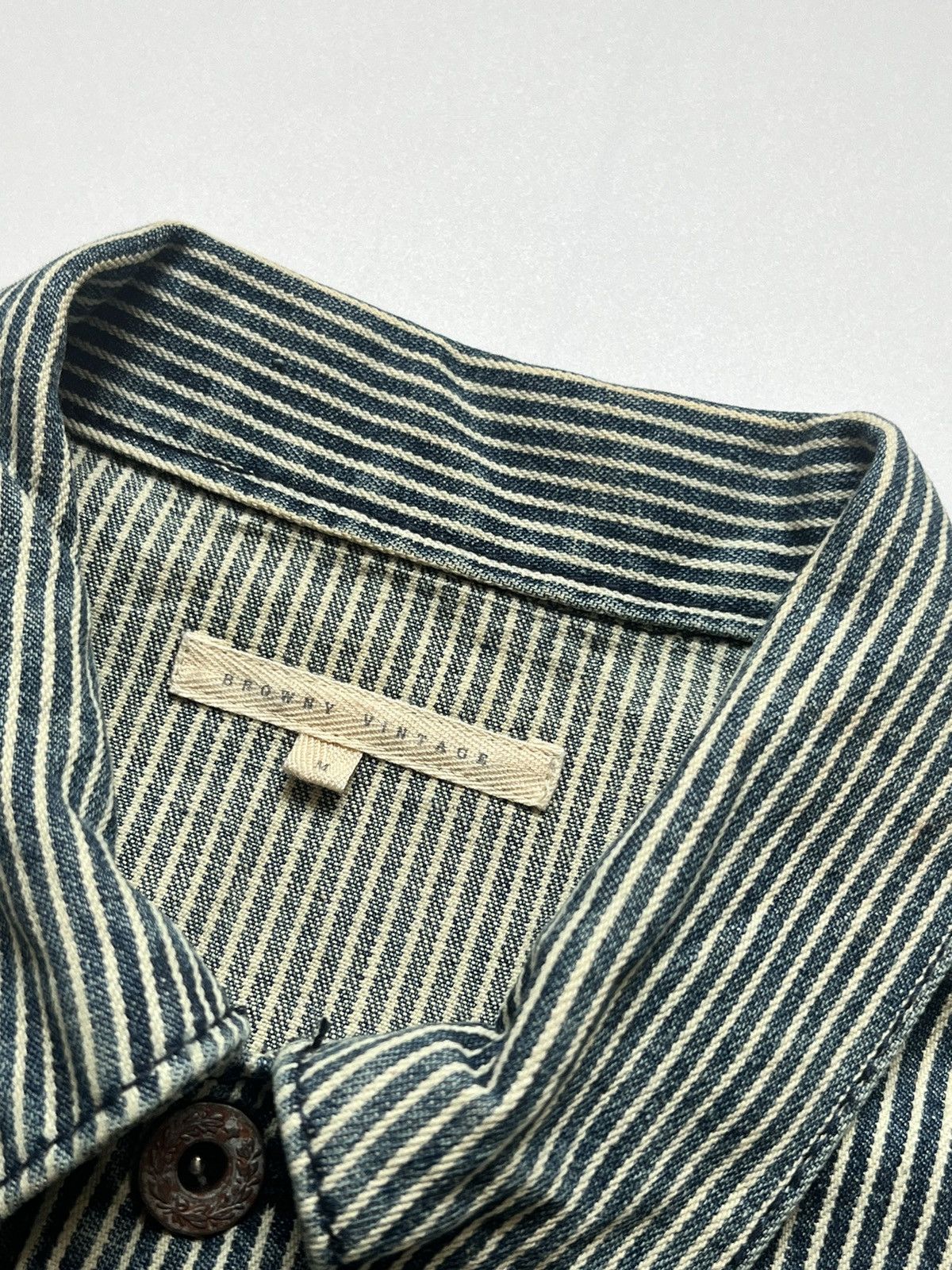 Japanese Brand Vintage Browny Hickory Striped Denim Jacket Size US M / EU 48-50 / 2 - 6 Thumbnail