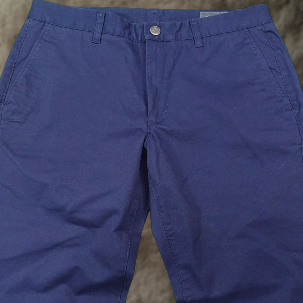 Bonobos Bonobos Pants Mens 34x34 Slim Chino Stretch Cotton Spandex Pockets Blue Solid Flat Front Zip Button-Welt Back Pockets Casual Business Men's Pants Size US 34 / EU 50 - 1 Thumbnail