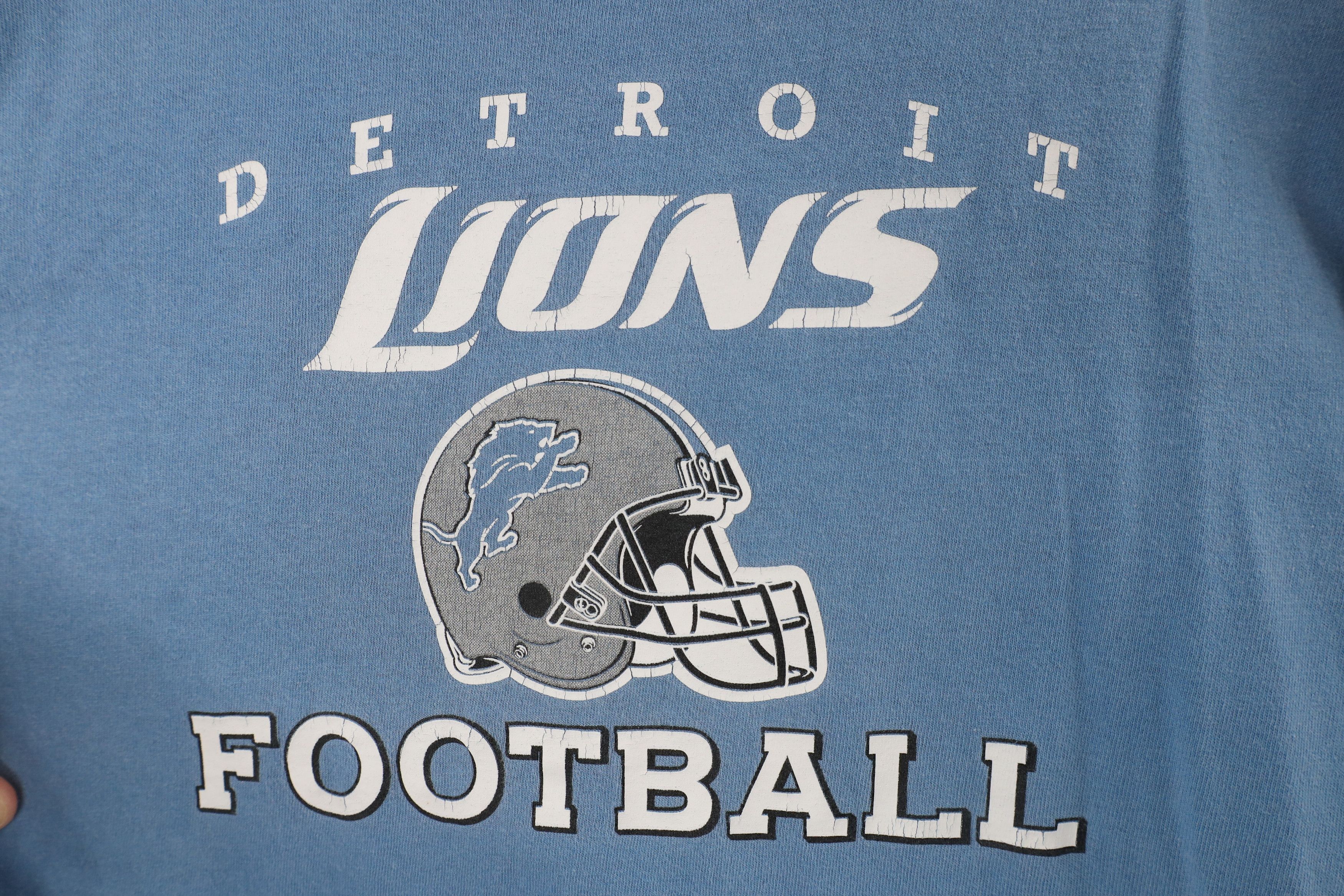 Reebok × Vintage Vintage Reebok Spell Out Detroit Lions Football T-Shirt Blue Size S / US 4 / IT 40 - 4 Thumbnail