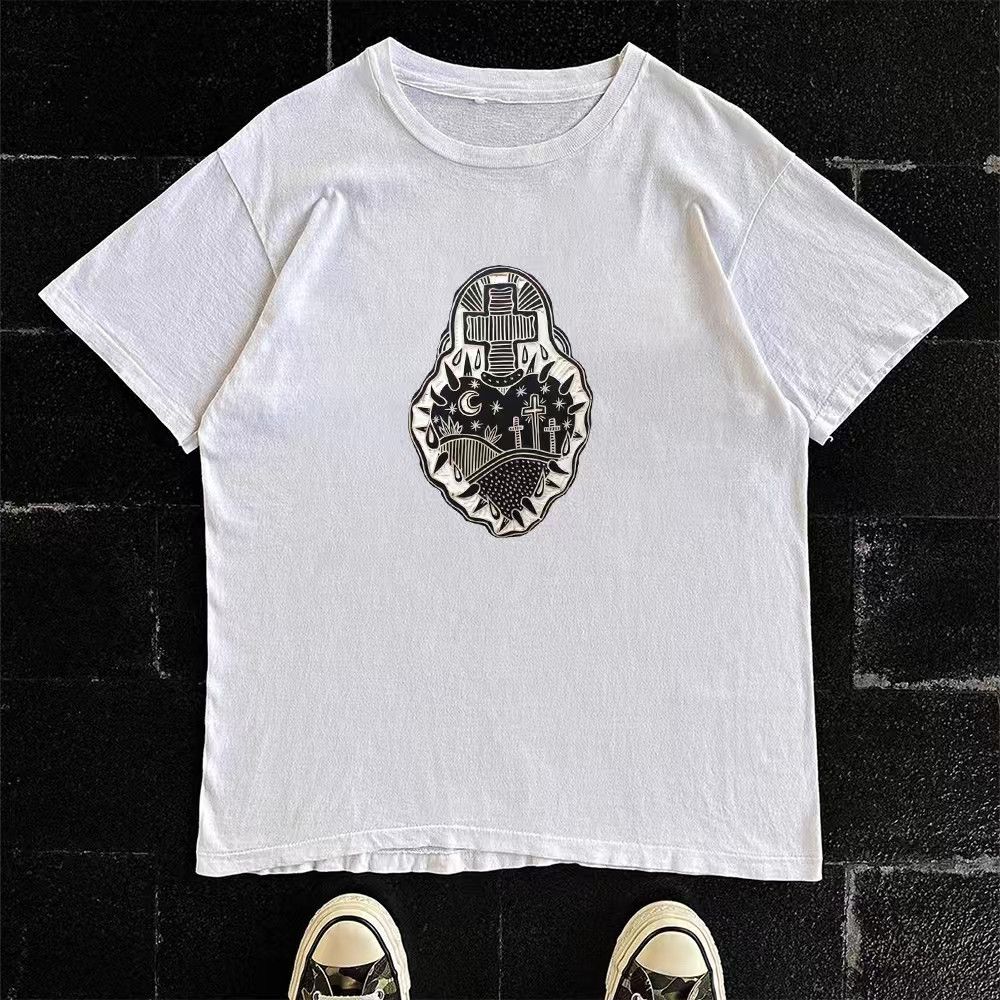 Vintage White retro cross print t-shirt Size US M / EU 48-50 / 2 - 1 Thumbnail