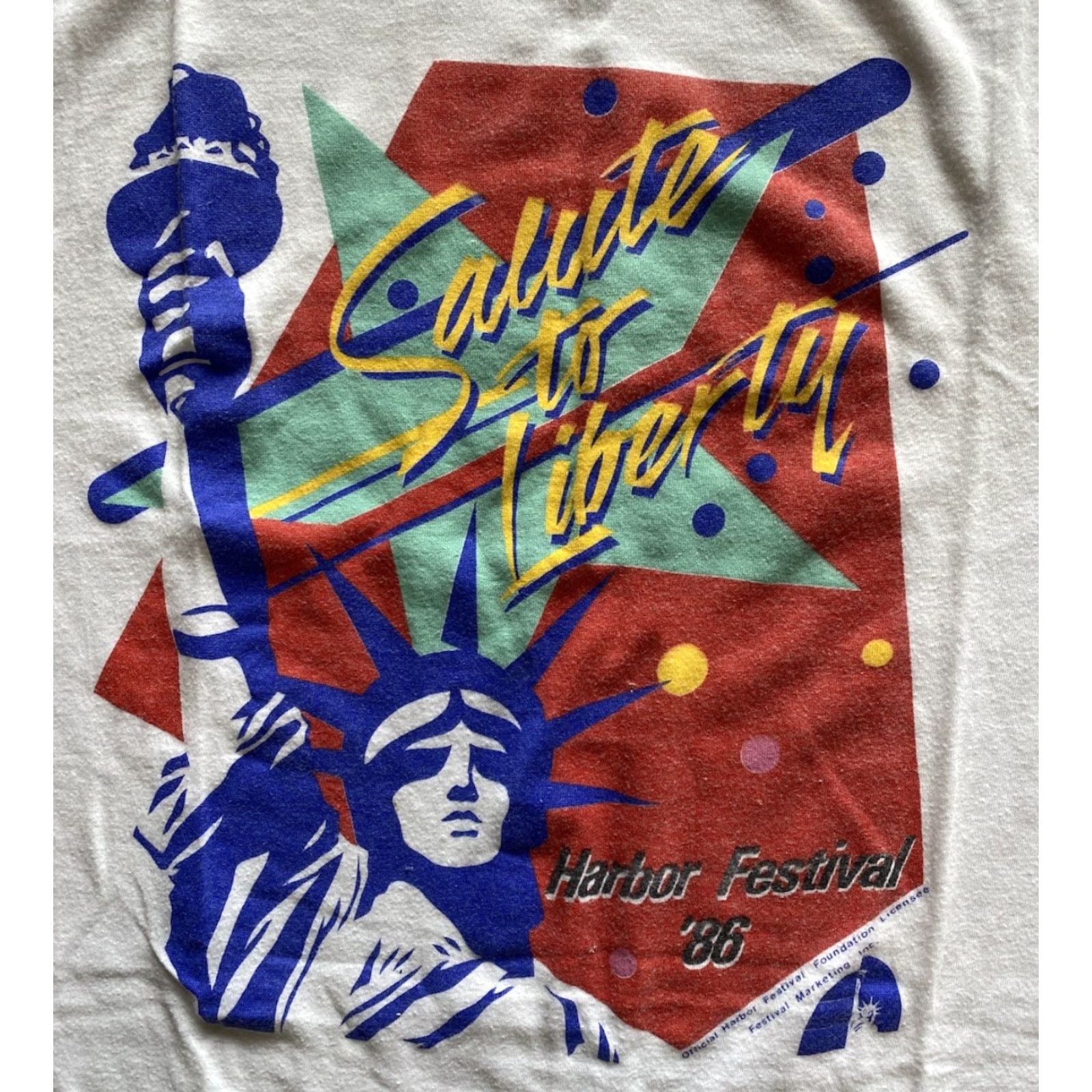 Vintage VINTAGE America 80s T-Shirt Salute to Liberty Harbor Festival 1986 White XL Men Shirt Size US XL / EU 56 / 4 - 4 Thumbnail