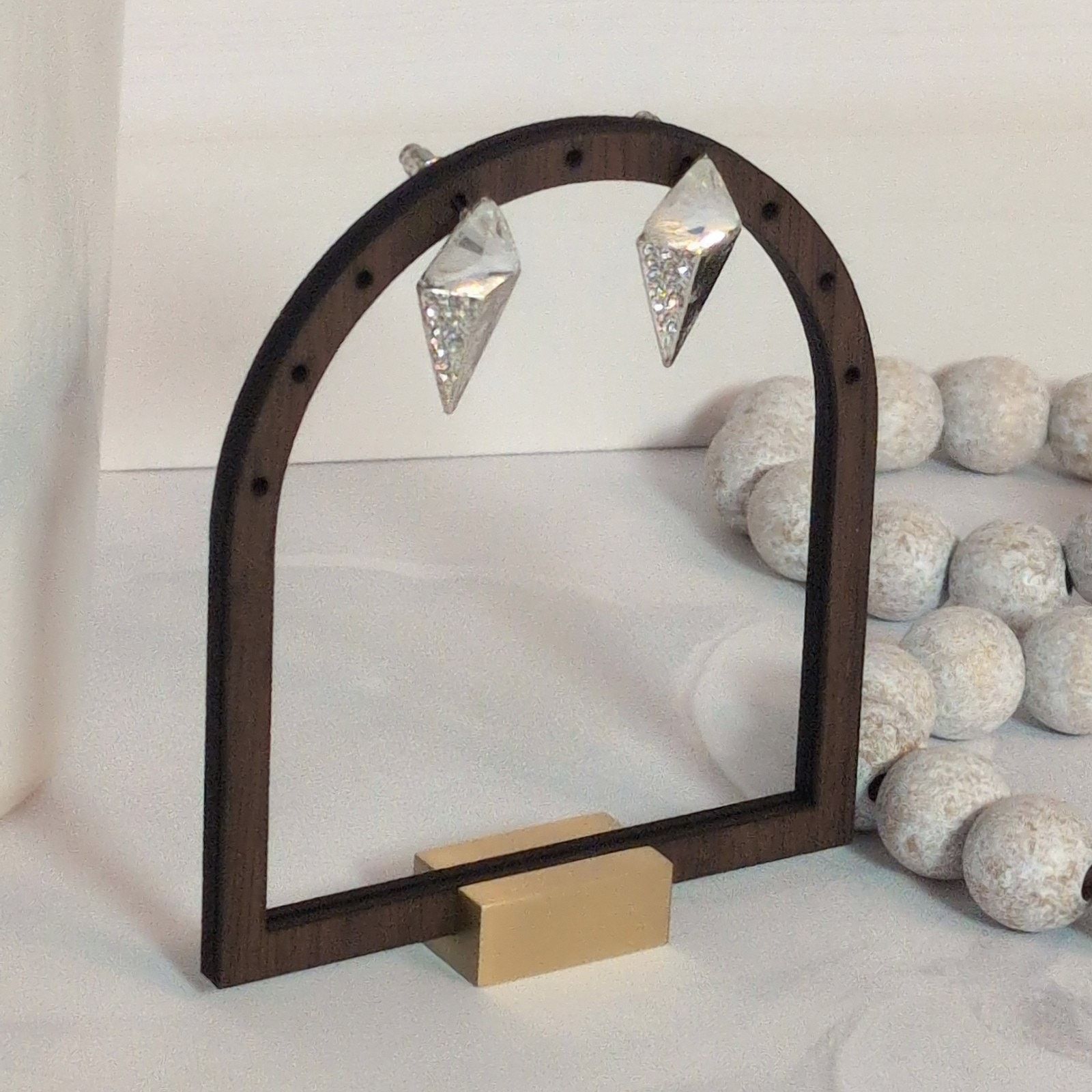 Vintage Glittery Glam VTG 1980s Silver-Tone Diamond-Shaped Earrings Size ONE SIZE - 2 Thumbnail