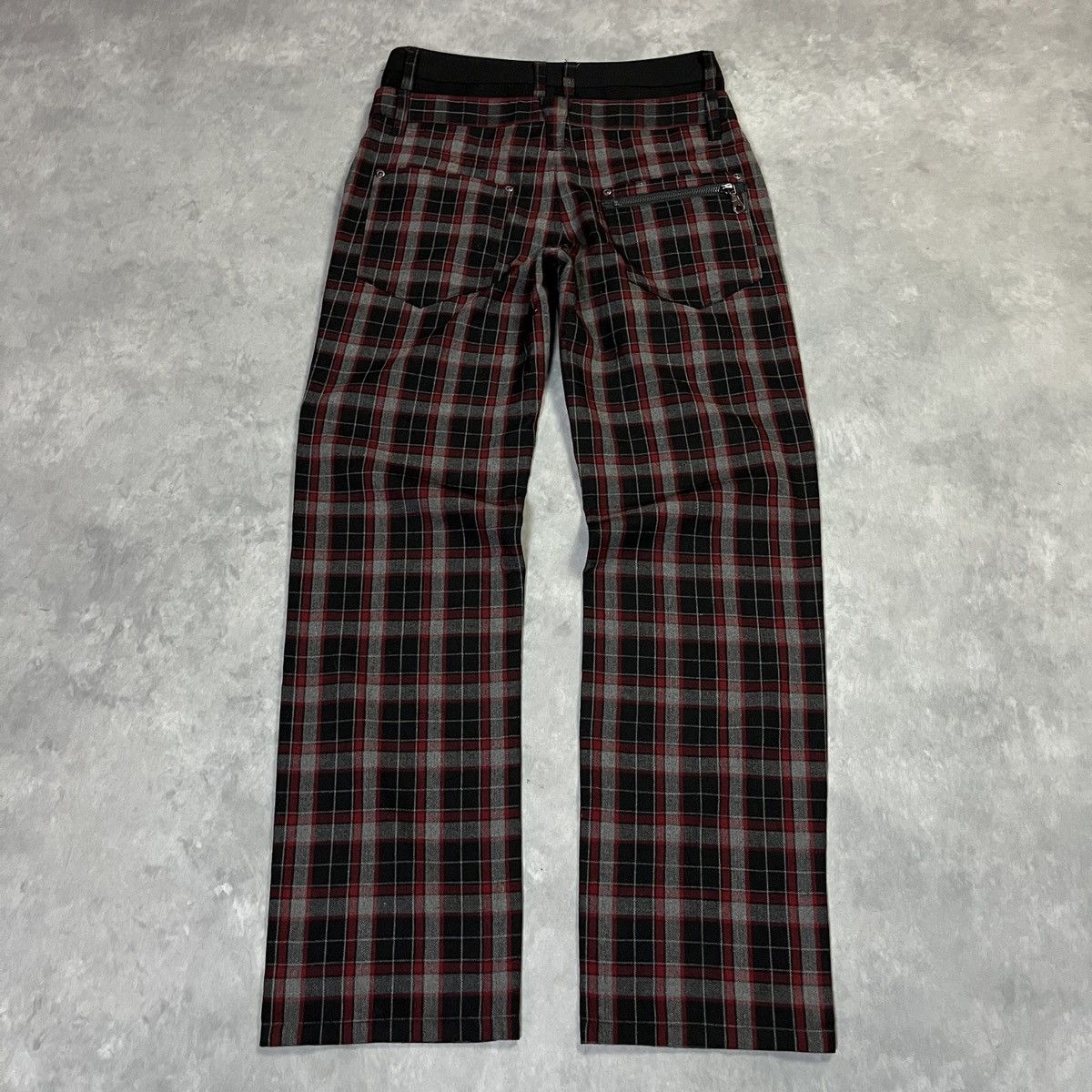 Japanese Brand 2000s Double Waist Red Black Plaid Punk Trousers Y2k Vibe Size US 27 - 8 Thumbnail