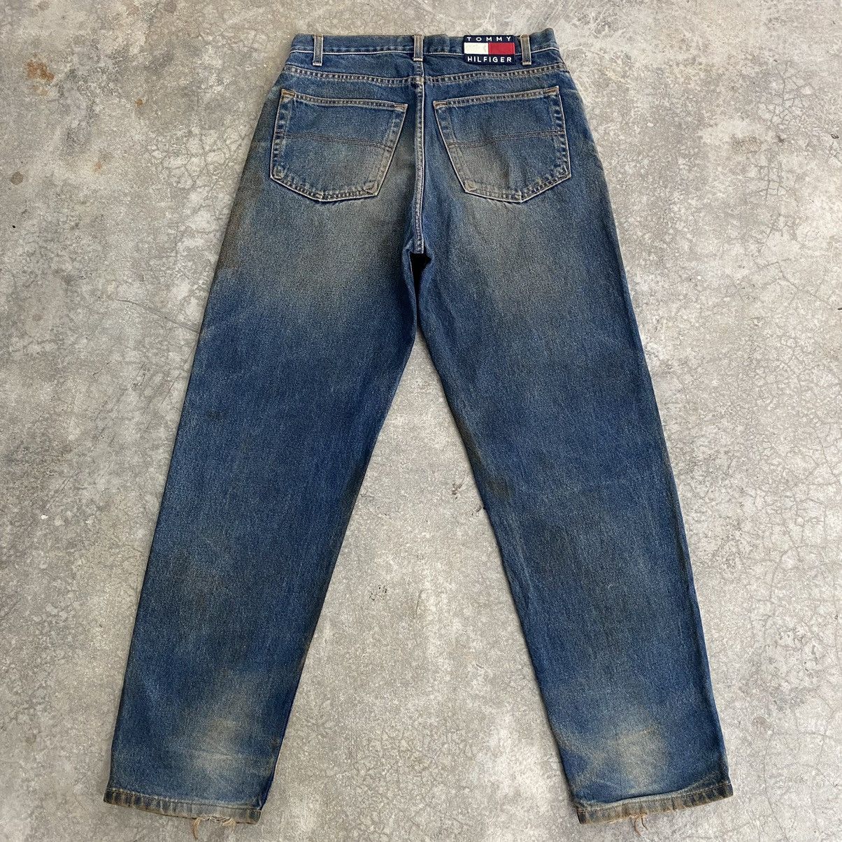 Tommy Hilfiger VTG 90’s Tommy Hilfiger Mud Blue Dirty Baggy Denim Jeans Size US 32 / EU 48 - 14 Thumbnail