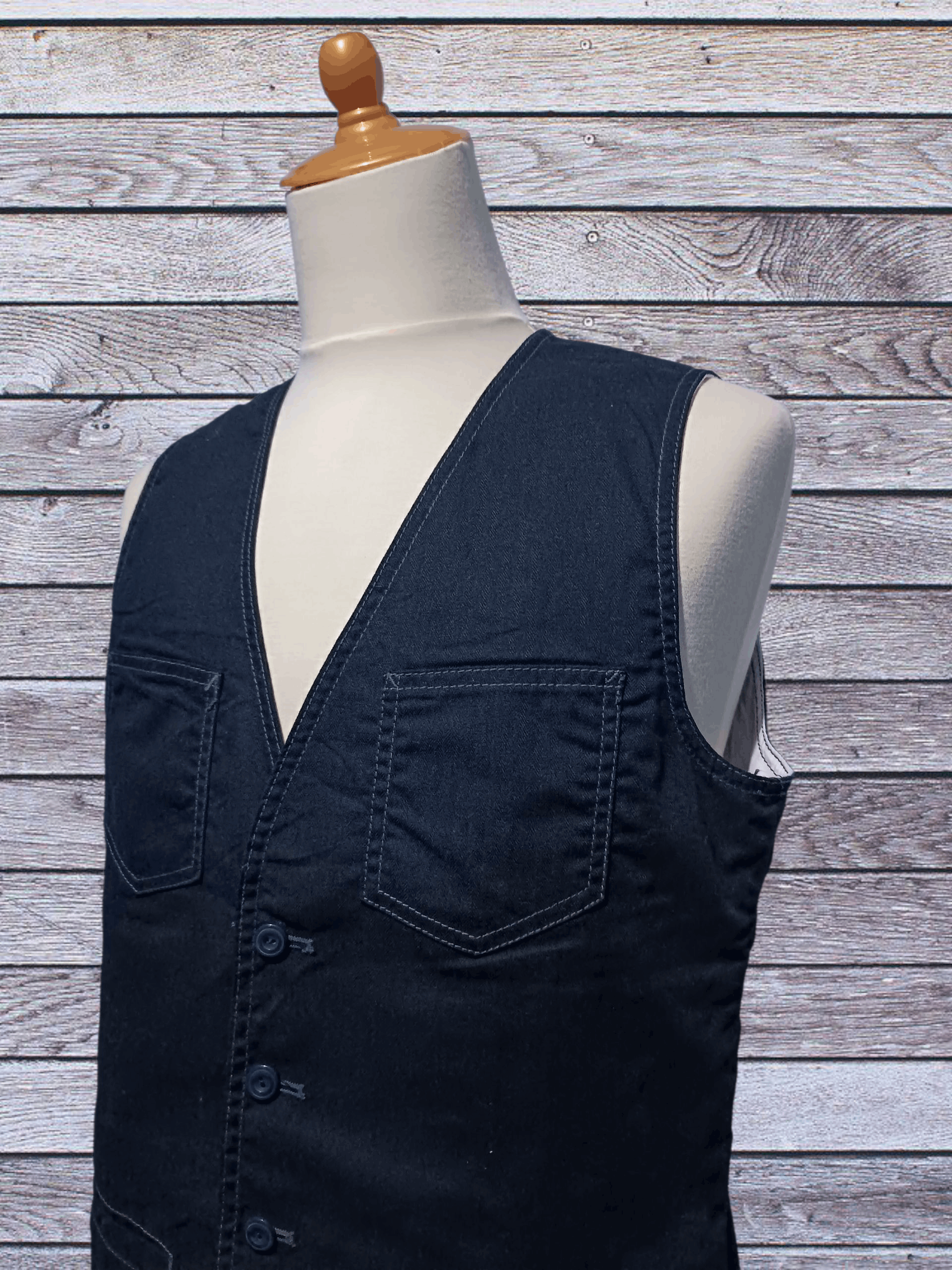 Japanese Brand Japanese Black HBT Cinch Back Vest Size US M / EU 48-50 / 2 - 2 Thumbnail