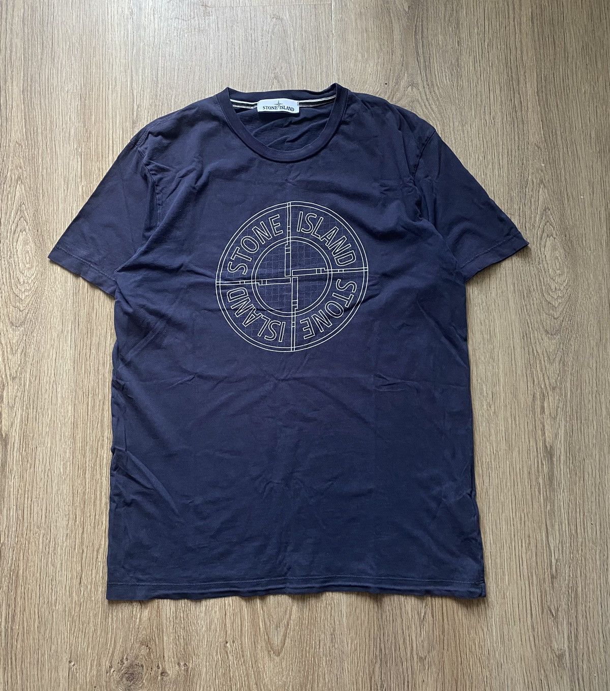 Stone Island Big Logo Compass faded blue T-Shirt XL