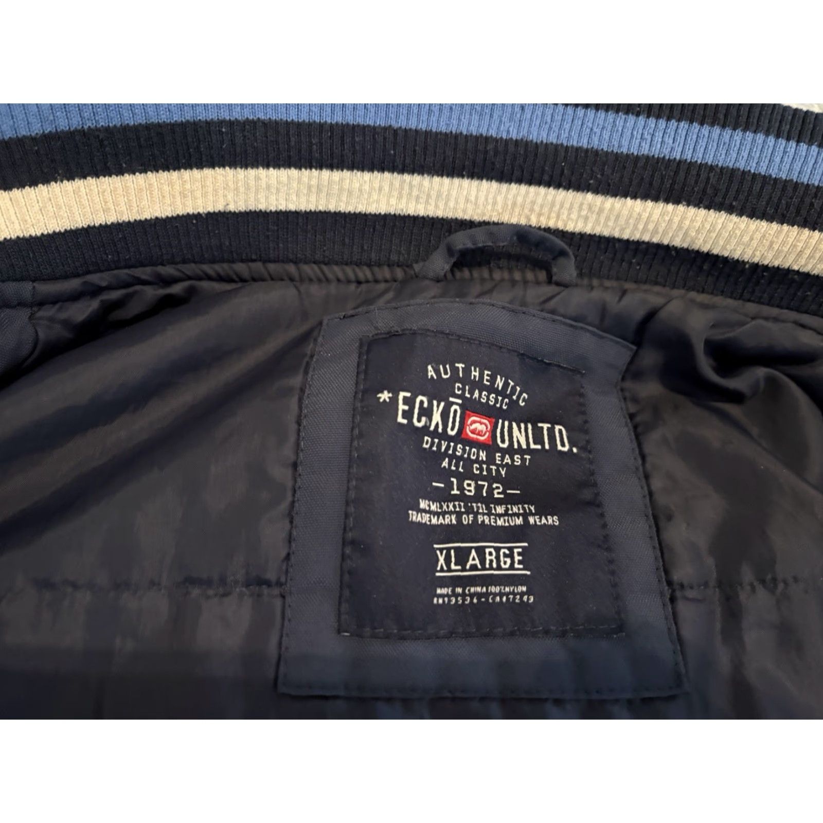 Ecko Unltd. VINTAGE Ecko Unltd. Vandals for Hire Graffiti Jacket Button Front Blue XL Bomber Jacket Mens Girls Size US XL / EU 56 / 4 - 3 Thumbnail