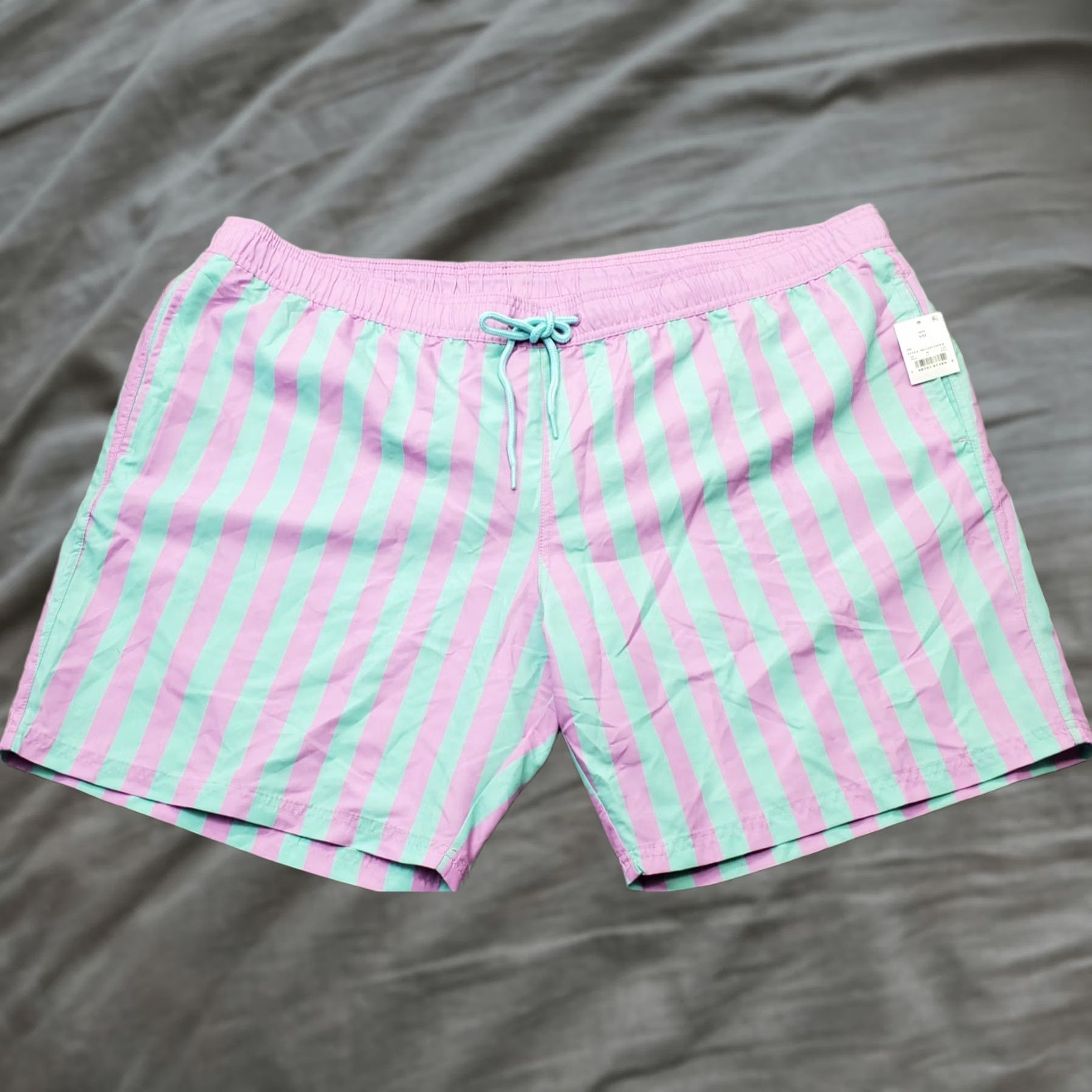 Mad Engine Mad Engine Swim Shorts Mens 2XL Multicolor Striped Swimwear Drawstring Bottom Size US 39 - 1 Thumbnail