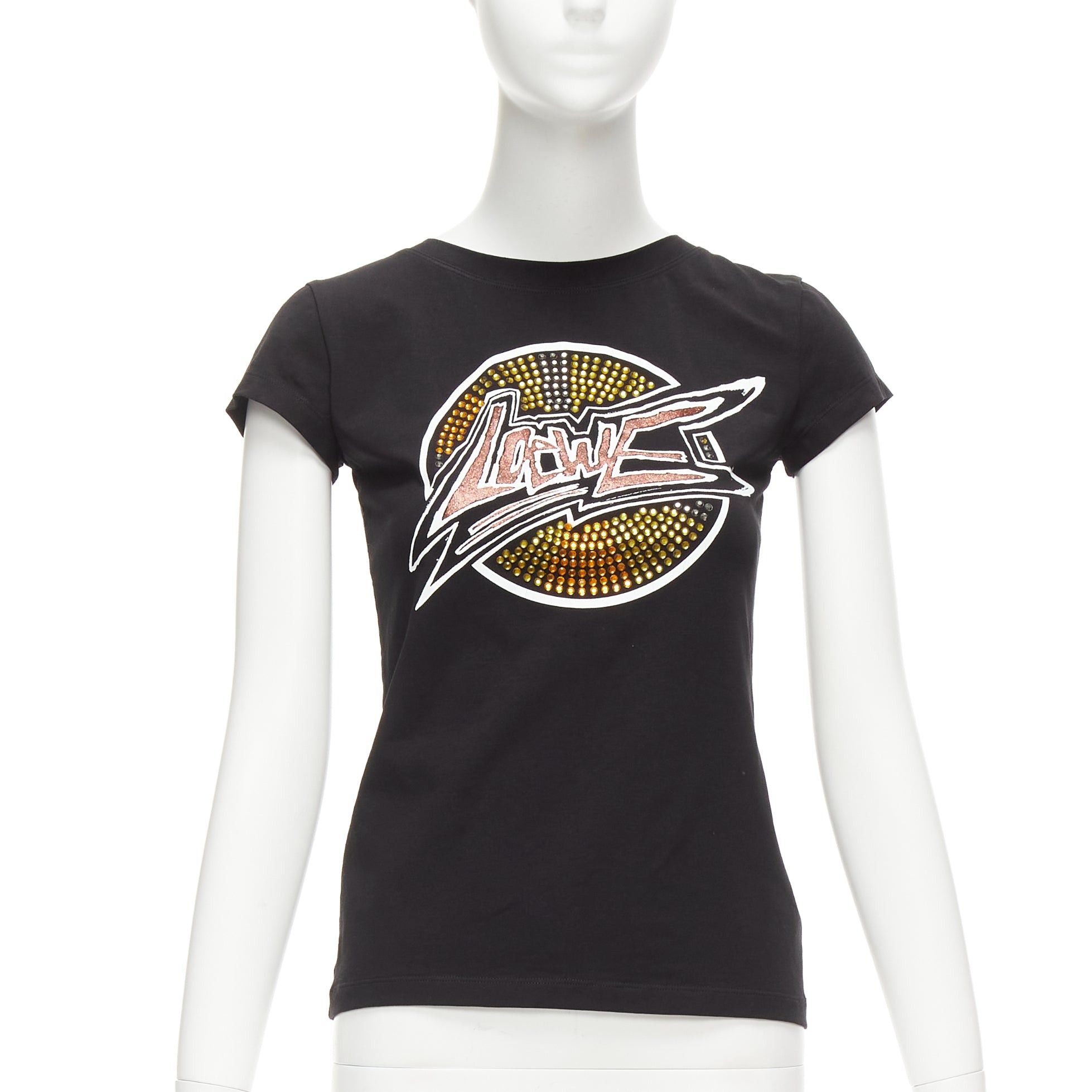 Loewe LOEWE black orange glass crystal red glitter logo cotton blend tshirt XS Size S / US 4 / IT 40 - 1 Thumbnail