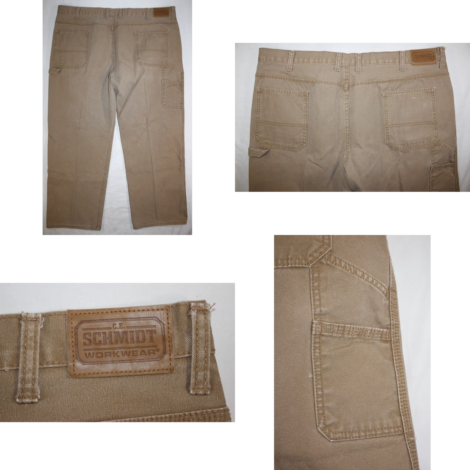 Vintage C.E. Schmidt Pants Men's 44x30 Canvas Carpenter Relaxed Brown Size US 44 / EU 60 - 8 Thumbnail