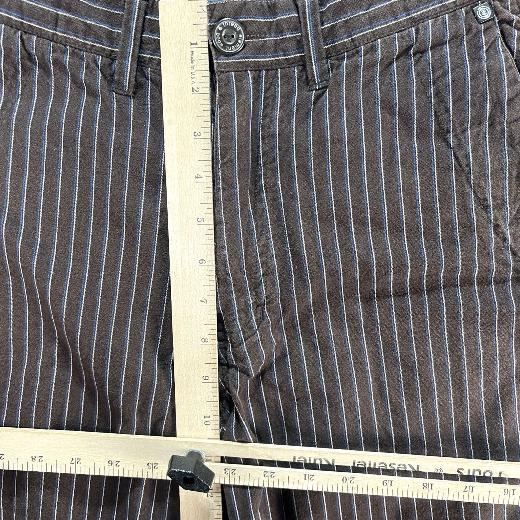 Element Element Mens Brown Pinstripe Chino Shorts 29 Flat Front 10in Inseam Casual Pocketed M263DAD Size US 29 - 7 Thumbnail