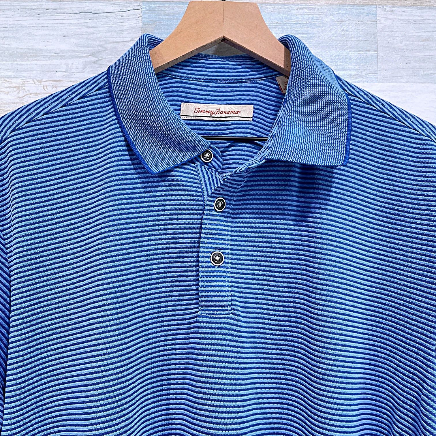 Tommy Bahama Tommy Bahama Soft Touch Polo Shirt Blue Stripe Modal Stretch Size US L / EU 52-54 / 3 - 2 Thumbnail