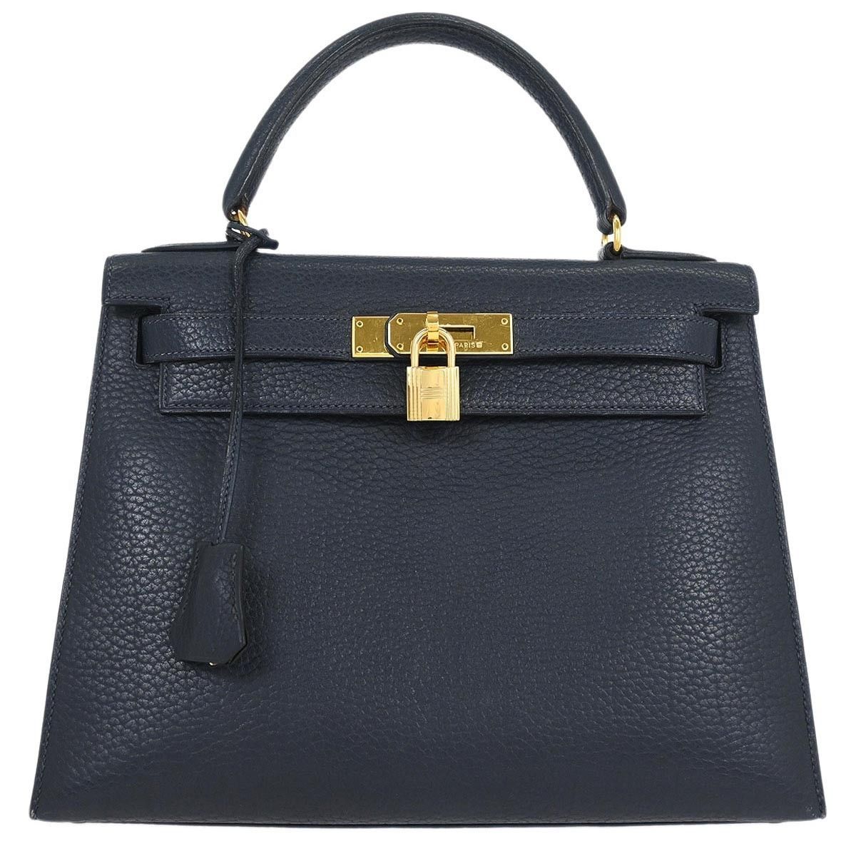 Hermes Hermes Kelly Handbag Blue Ardennes with Gold Hardware Size ONE SIZE - 1 Thumbnail