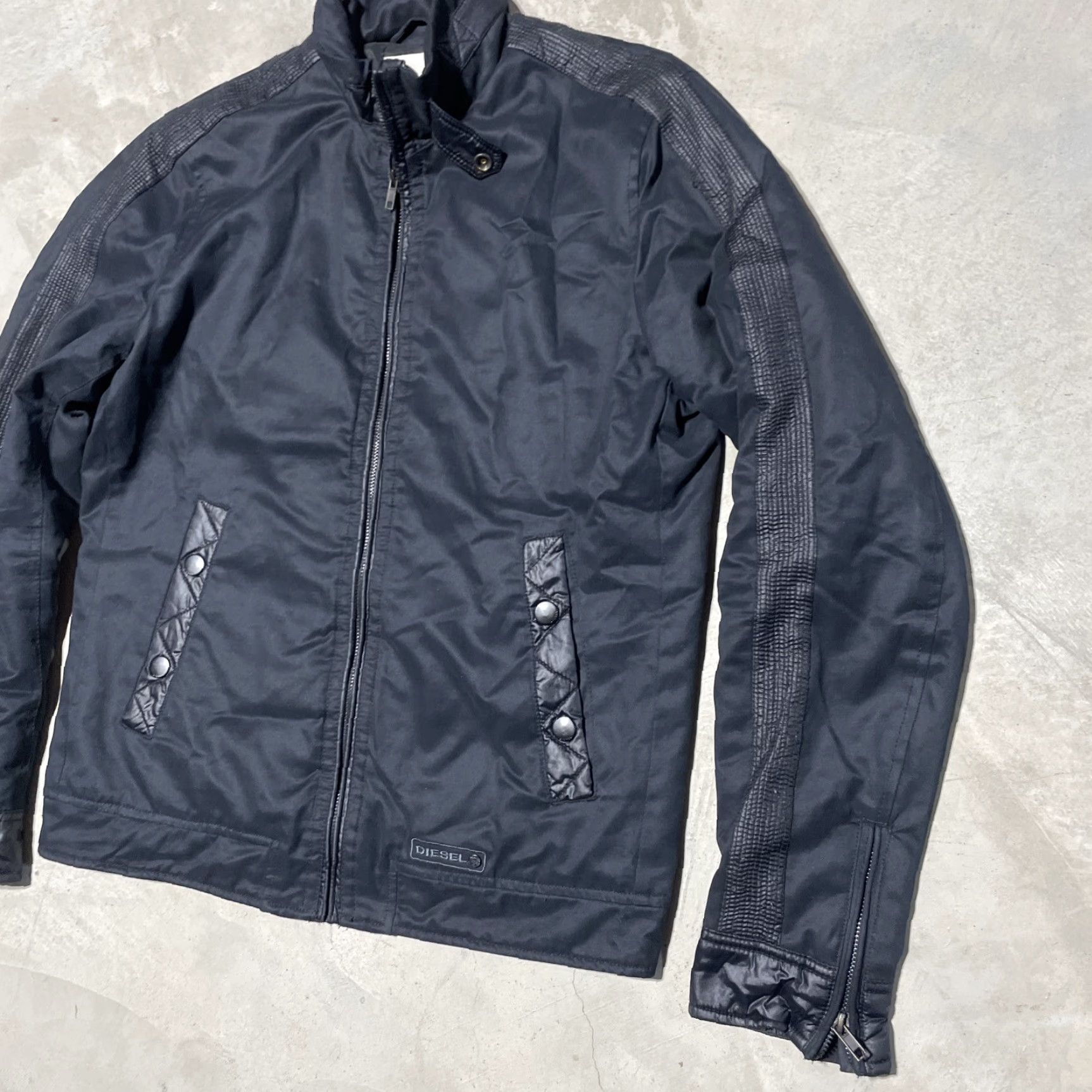 Diesel VINTAGE Diesel Jacket Biker Mens SZ M Full Zip Nylon Black Size US M / EU 48-50 / 2 - 2 Thumbnail