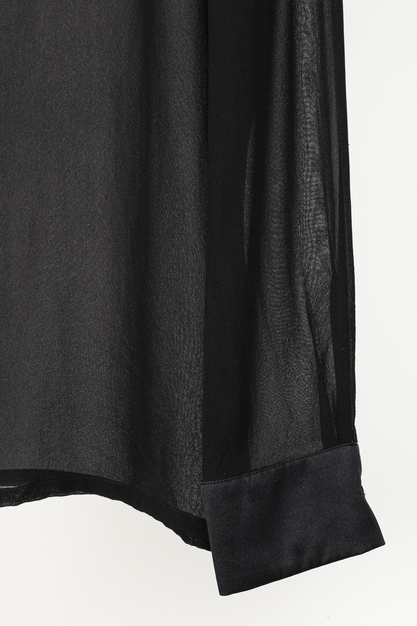 Max Mara Max Mara Black Sheer Satin-Trim Collared Blouse Size M / US 6-8 / IT 42-44 - 6 Thumbnail