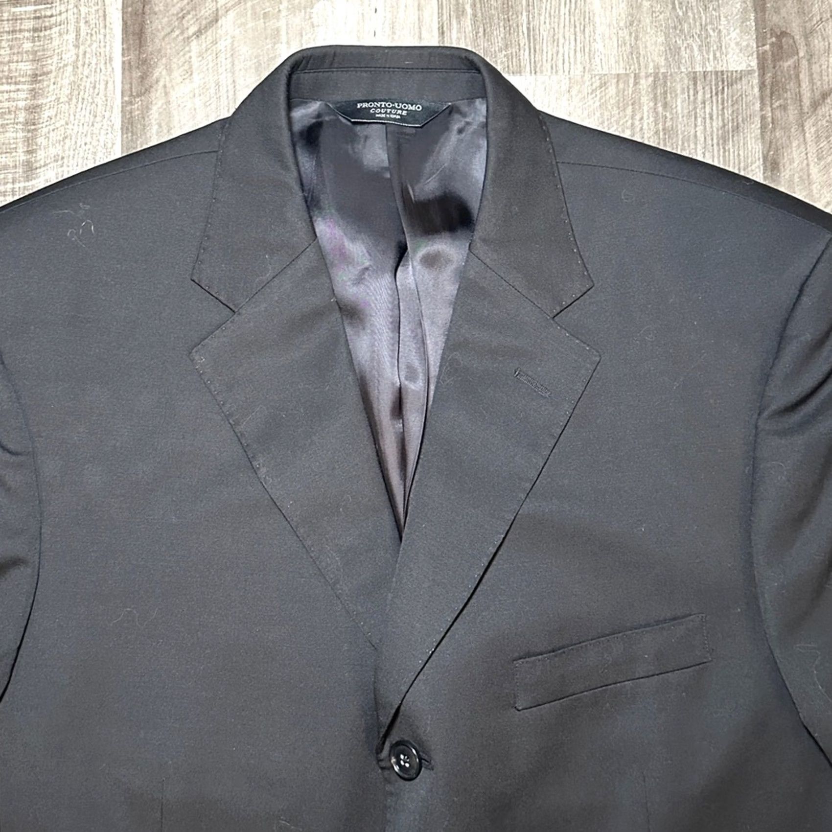 Pronto Uomo Pronto Uomo Suit Pronto Uomo Wool Black Three Button 2 Piece 42R Men’s Suit - 120s Wool Black Three Button 42R Mens Suit Size 42R - 5 Thumbnail