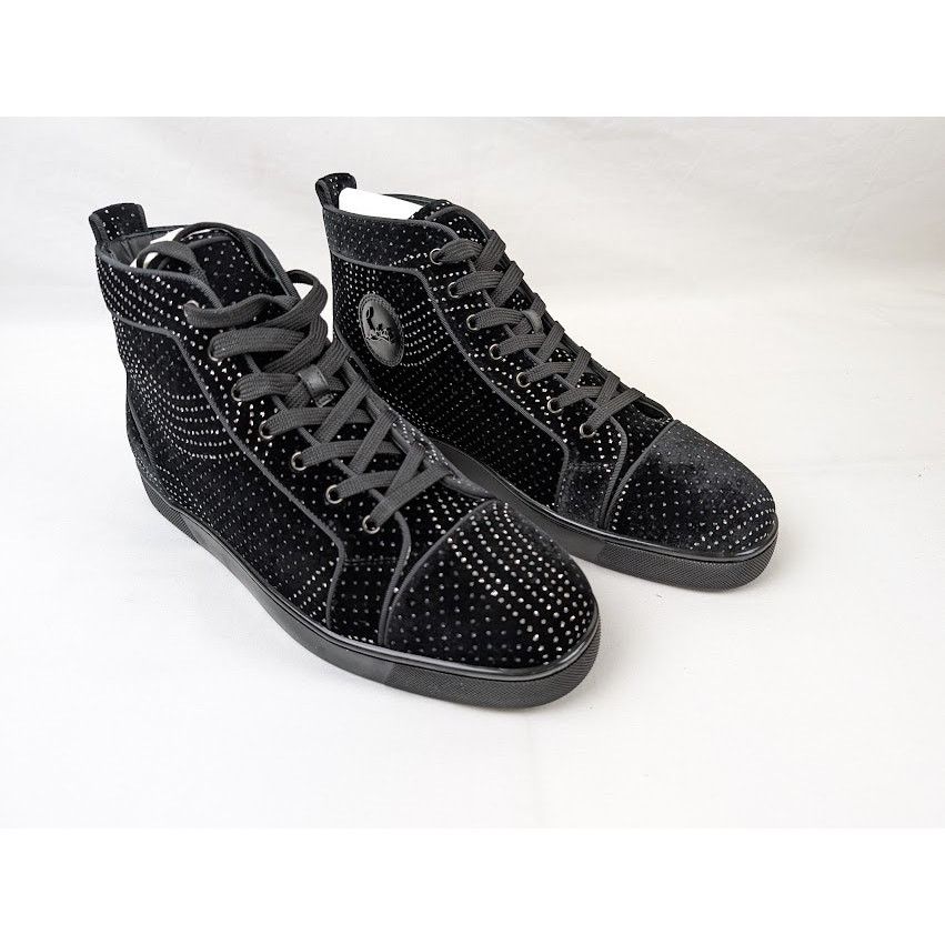 Christian Louboutin o1rshd1 Louis Orlato Flat Hi-Top Sneakers in Black/Silver Size US 12 / EU 45 - 6 Thumbnail