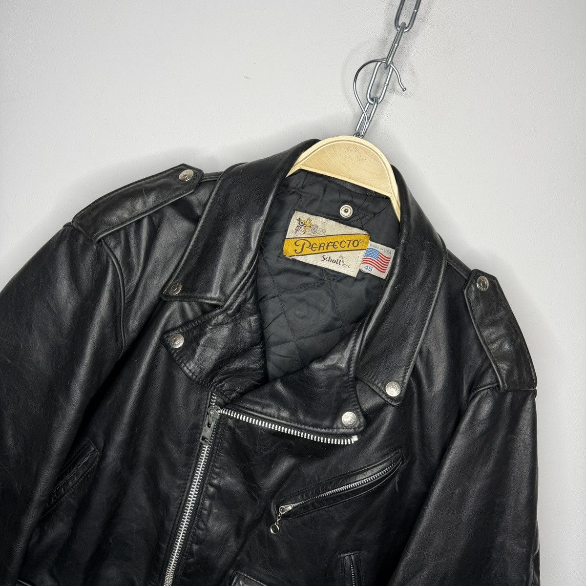 Schott Vintage Perfecto Leather Jacket Ramones Biker Moto