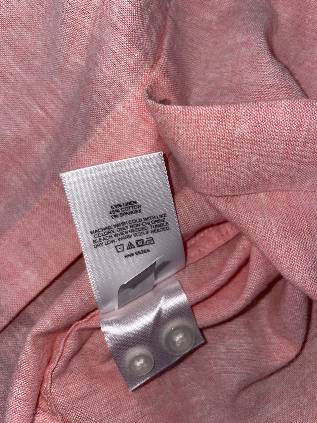 Express Express Slim Fit Linen-Cotton Button-Up Shirt - XS, Pink Size US XS / EU 42 / 0 - 8 Thumbnail
