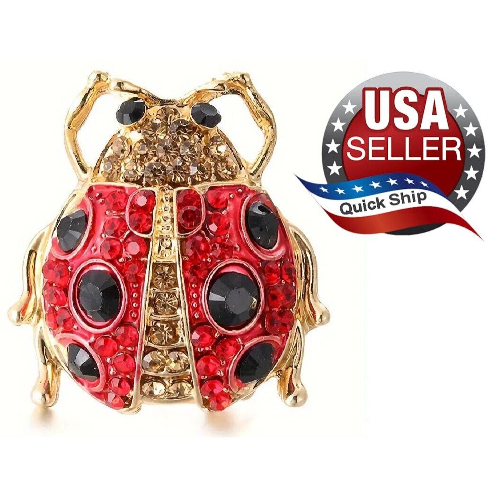 Other Gorgeous LadyBug Lady Bird Brooch • Rhinestones •Goldtone Size ONE SIZE - 1 Thumbnail