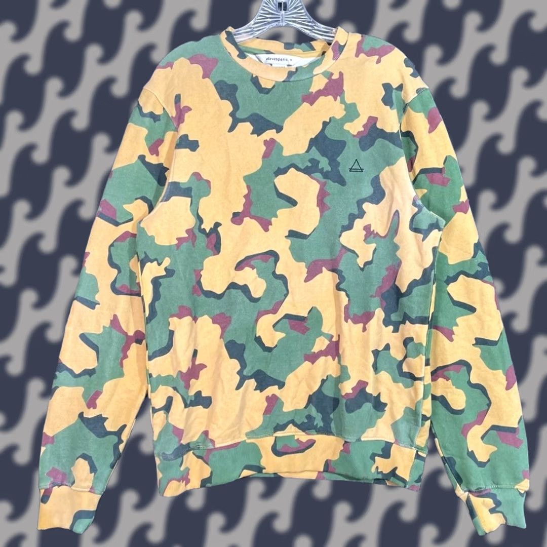 Eleven Paris Eleven Paris Camo Army Pattern Crew Neck Sweater Casual Wear Men’s Size Medium Green Crew Neck Pullover M Mens Size US M / EU 48-50 / 2 - 1 Thumbnail