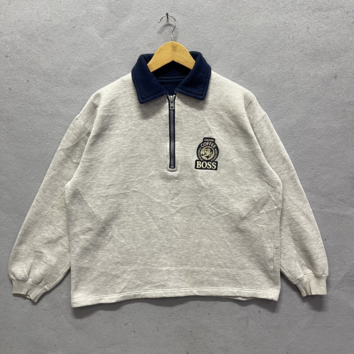 Japanese Brand 2000s Suntory BOSS Half Zip Sweatshirt Japan Size US M / EU 48-50 / 2 - 1 Thumbnail