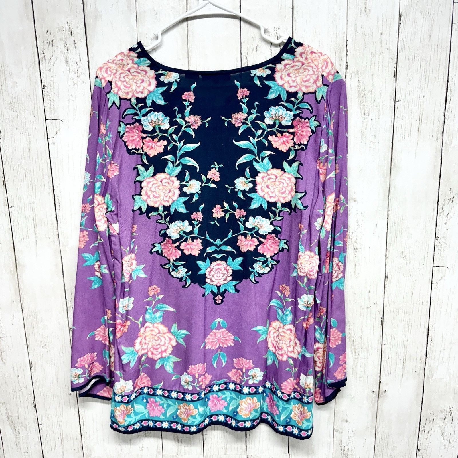 Other Tolani Collection Floral Top Medium V-Neck Long Sleeve Modal Size M / US 6-8 / IT 42-44 - 5 Thumbnail