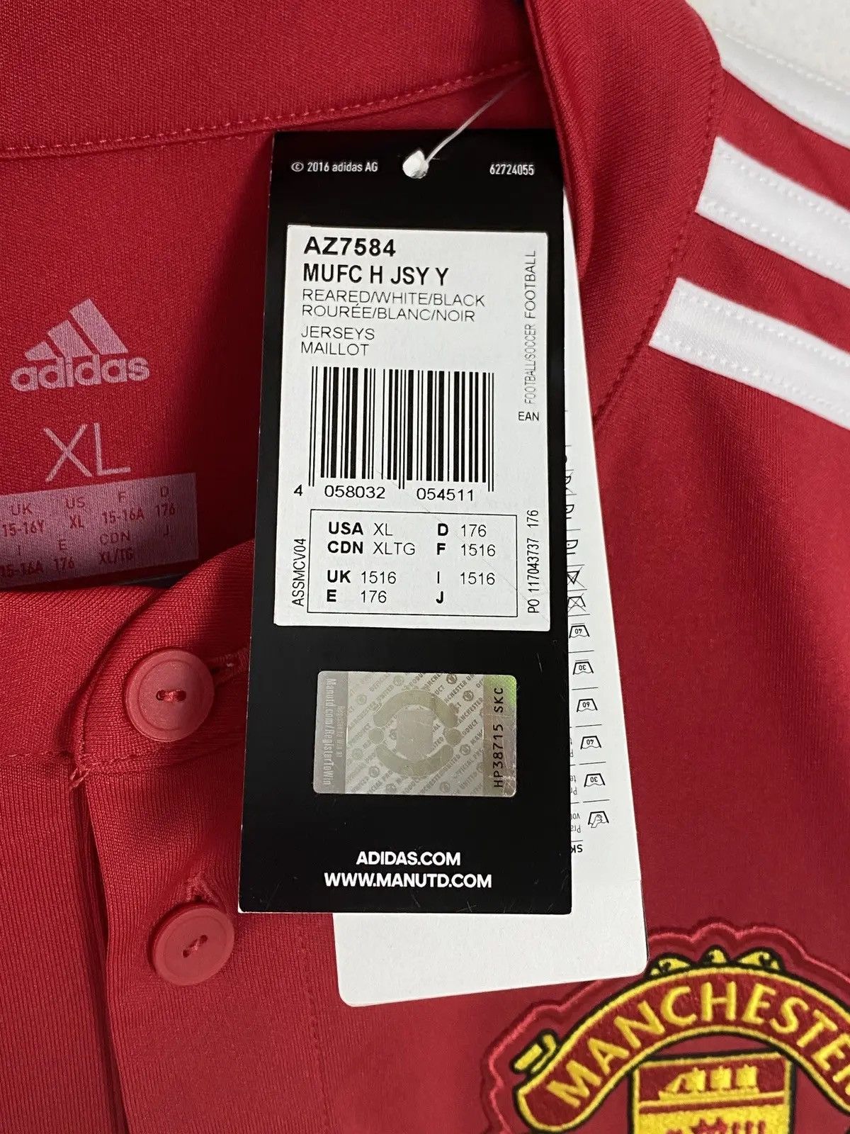 Adidas BNWT Adidas x Manchester United 2017 Kids Soccer Jersey Size US S / EU 44-46 / 1 - 4 Thumbnail