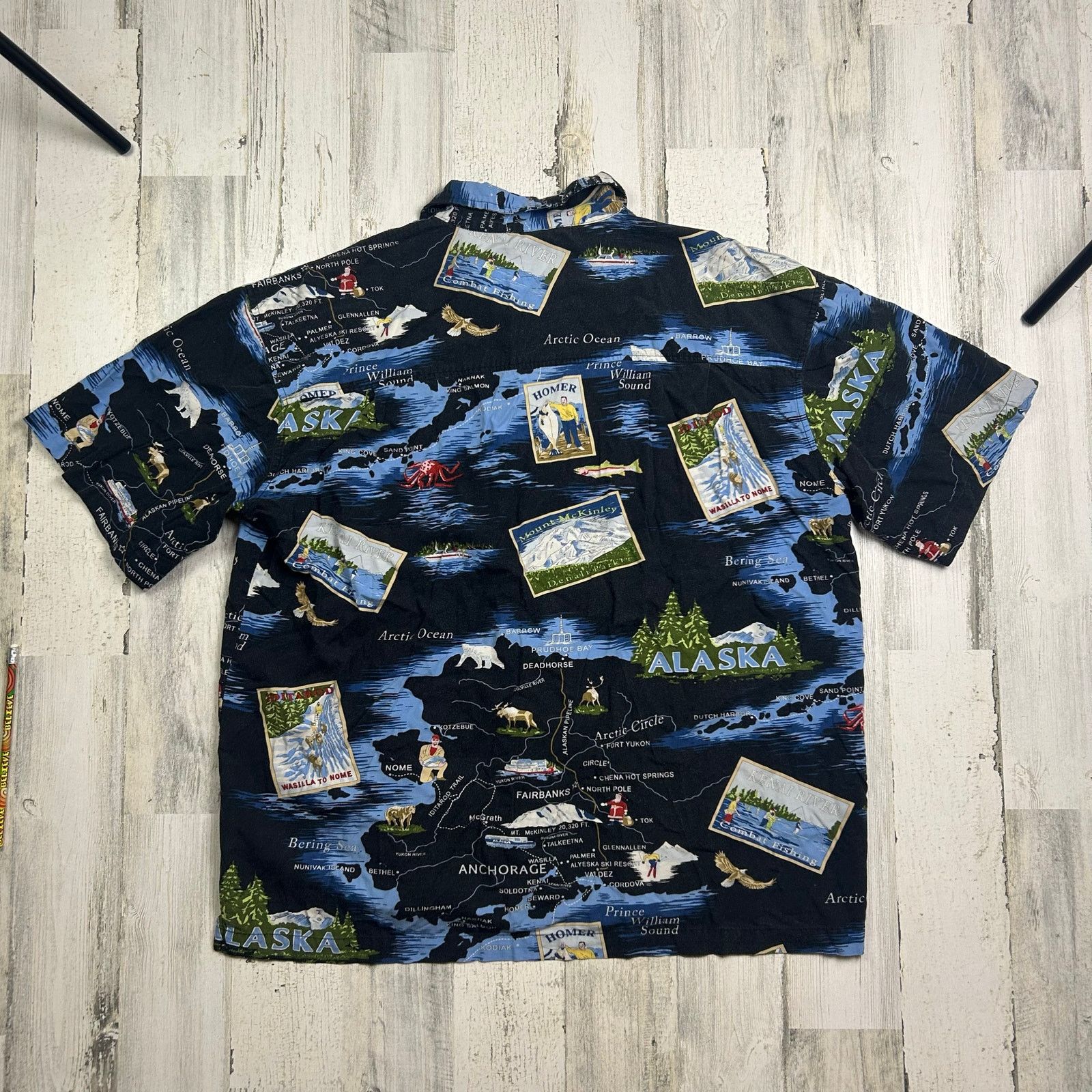Vintage David Carey Original Alaska Fish Theme Hawaiian Shirt Size US XL / EU 56 / 4 - 5 Thumbnail