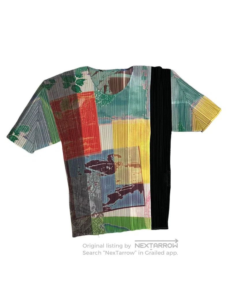 Issey Miyake Issey Miyake Pleated Mesh Printed Short Sleeve T-shirt Size XL / US 12-14 / IT 48-50 - 3 Thumbnail
