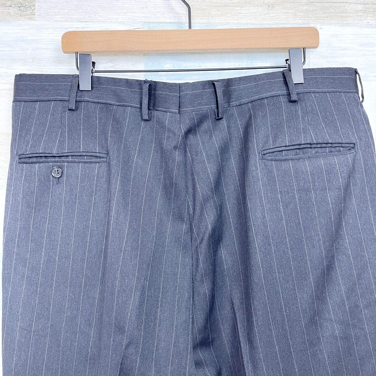 Jos. A. Bank Jos A Bank Wool Suit Gray Striped Mens 46 XL 40x32 Size 46L - 13 Thumbnail